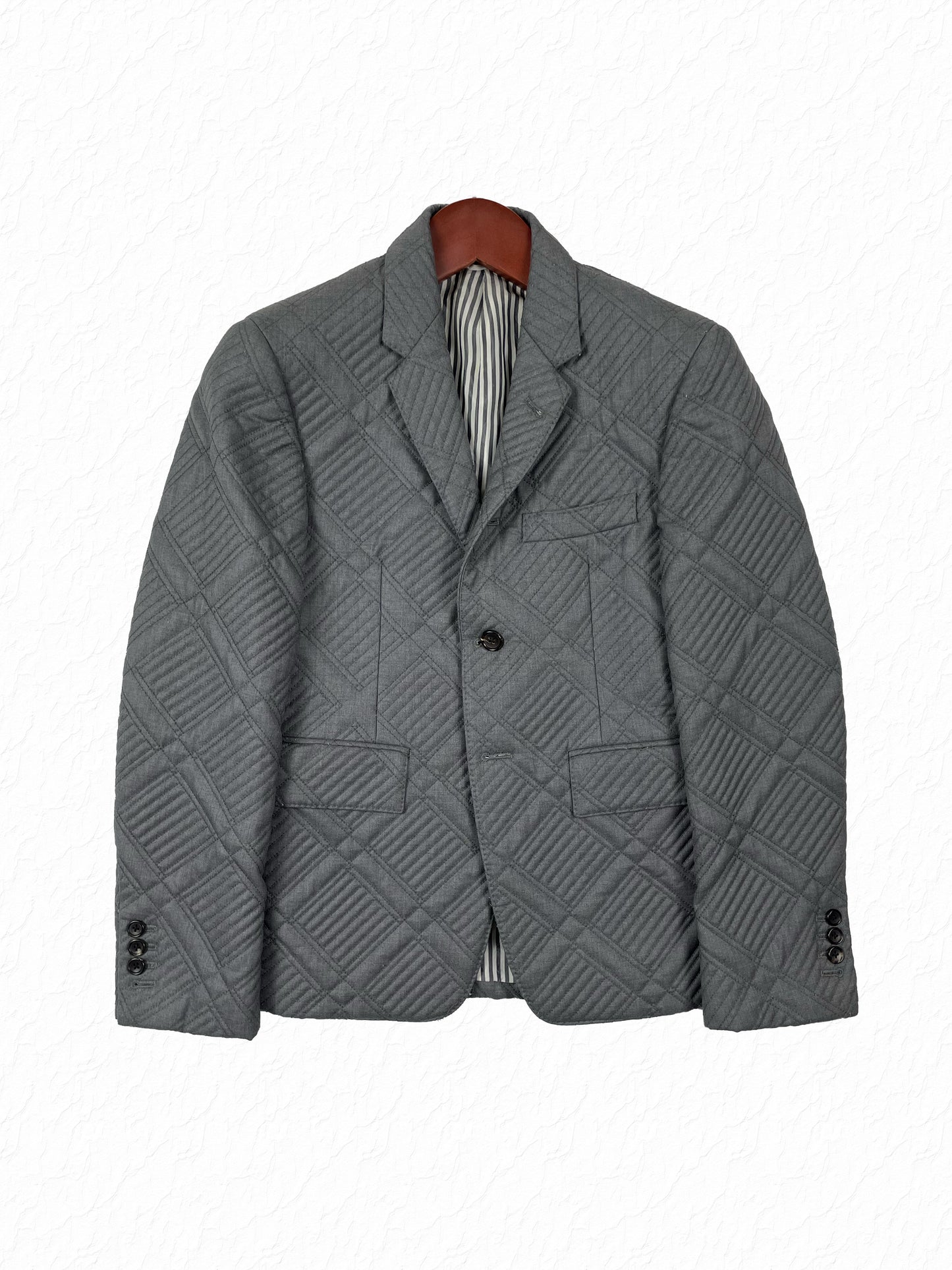 Thom Browne quilted wool cashmere sport coat in grey