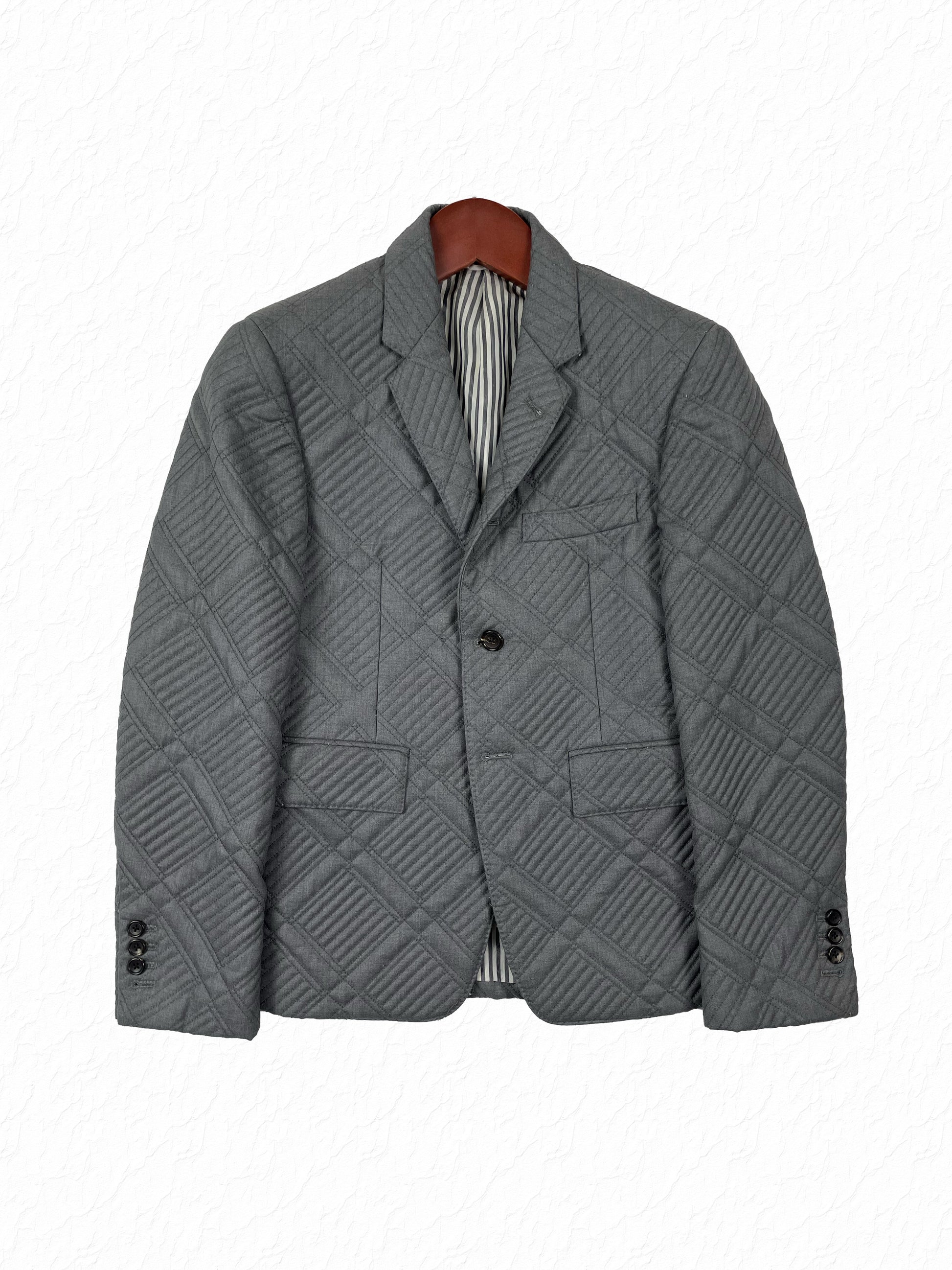 Thom Browne quilted wool cashmere sport coat in grey