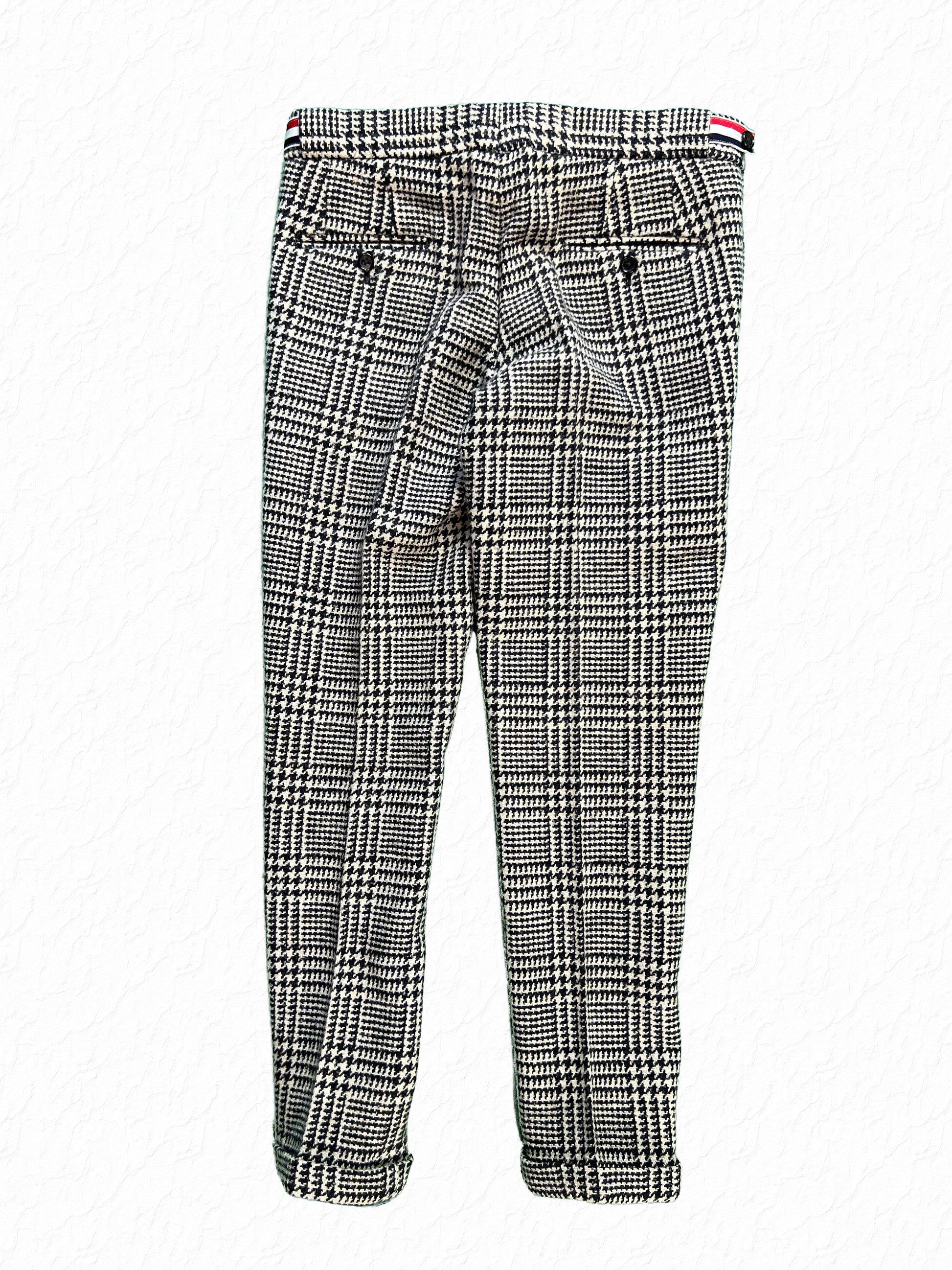 Thom Browne 3 Button Fly Glen Plaid Tweed Skinny Trousers