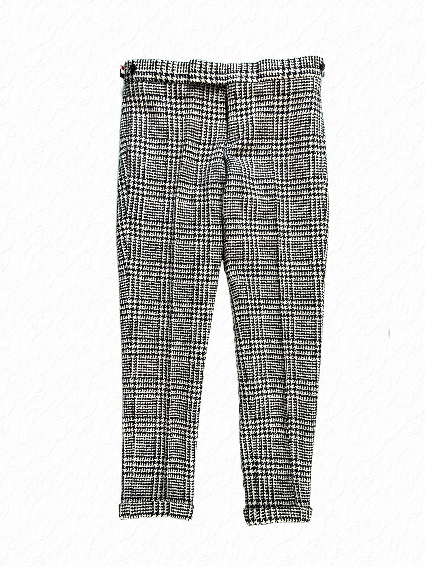 Thom Browne Glen Plaid Tweed Skinny Trousers Black and White