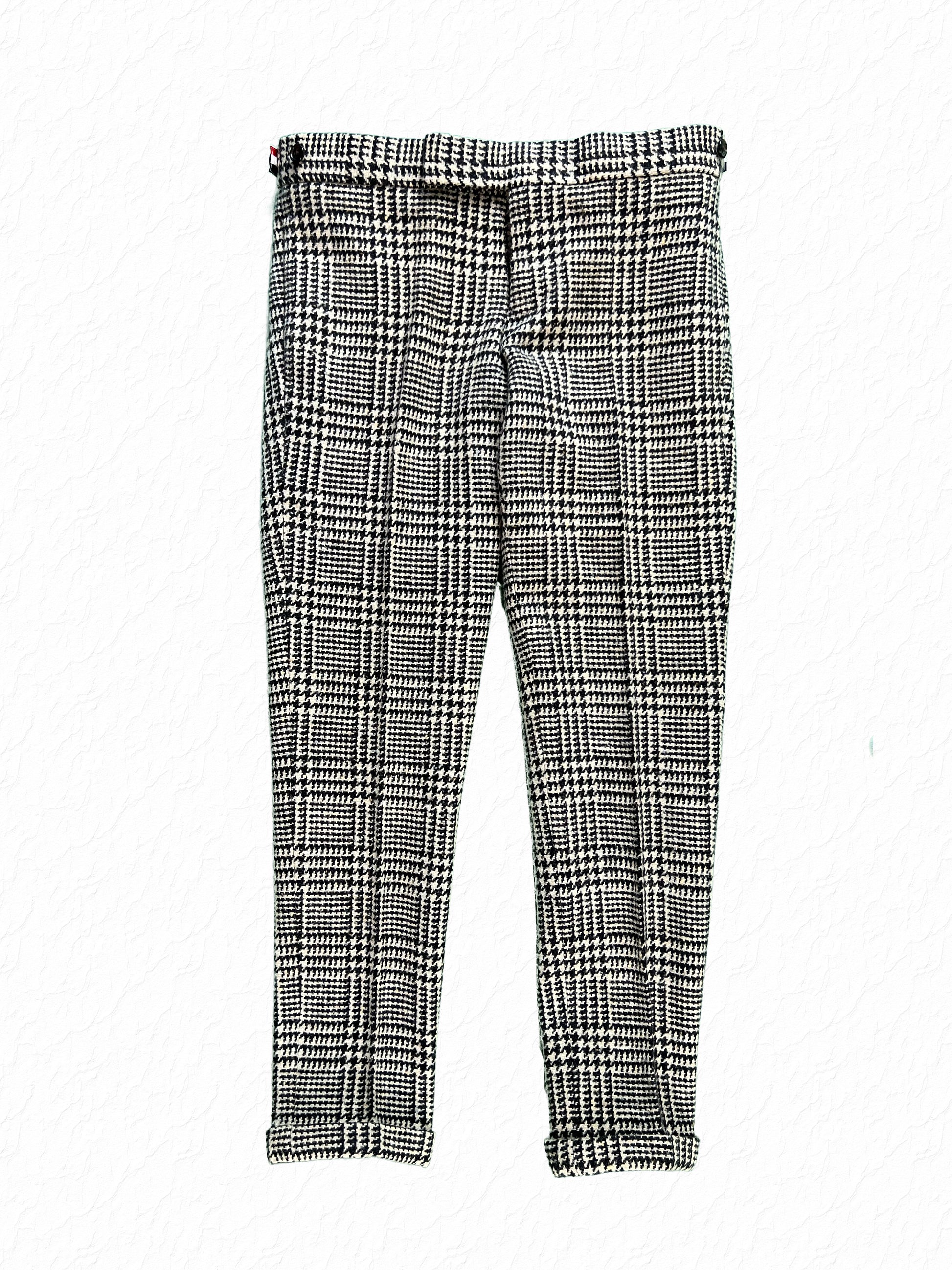Thom Browne Glen Plaid Tweed Skinny Trousers Black and White
