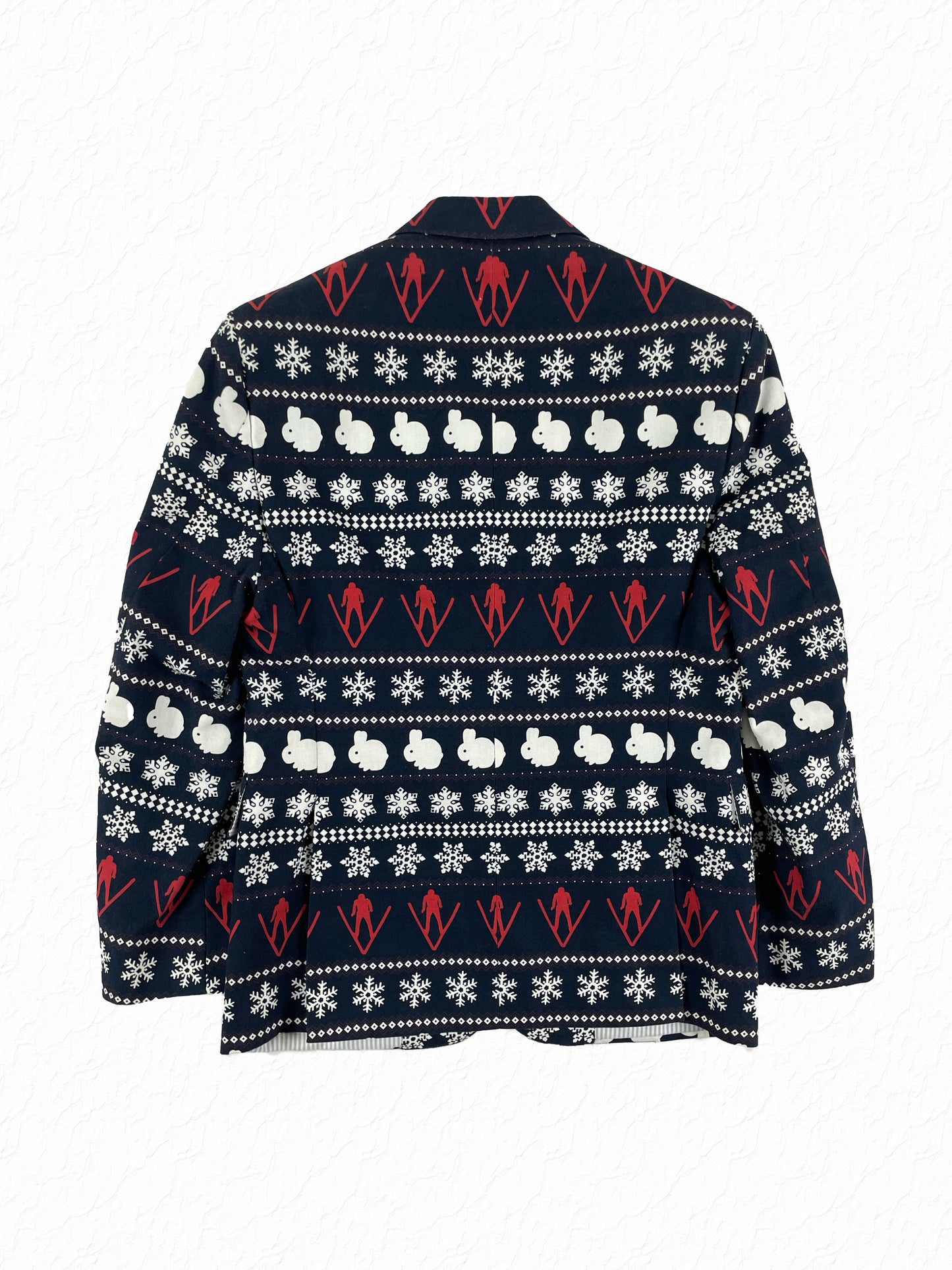 Navy snowflake and rabbit fair isle print Thom Browne sport coat
