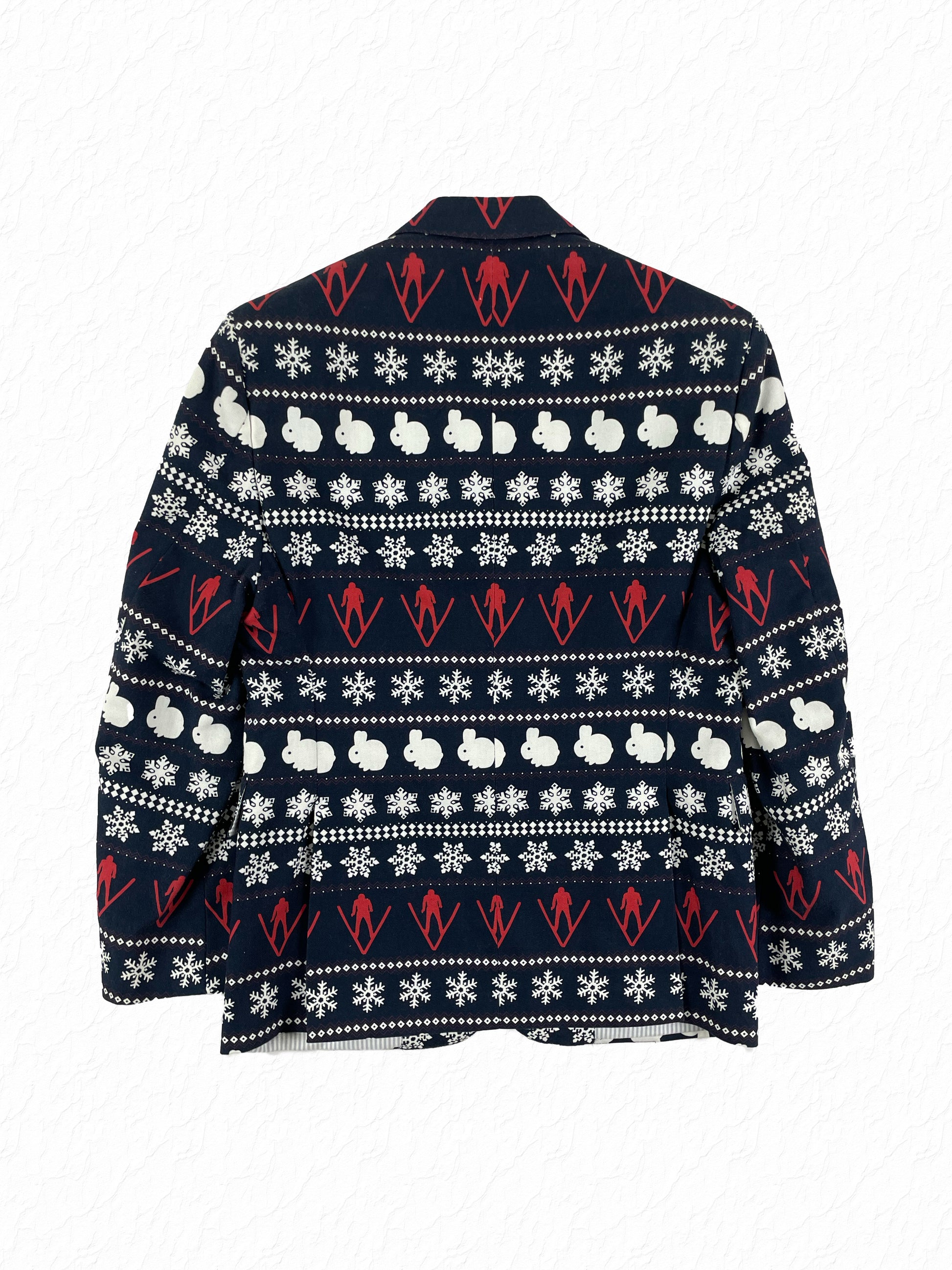 Navy snowflake and rabbit fair isle print Thom Browne sport coat