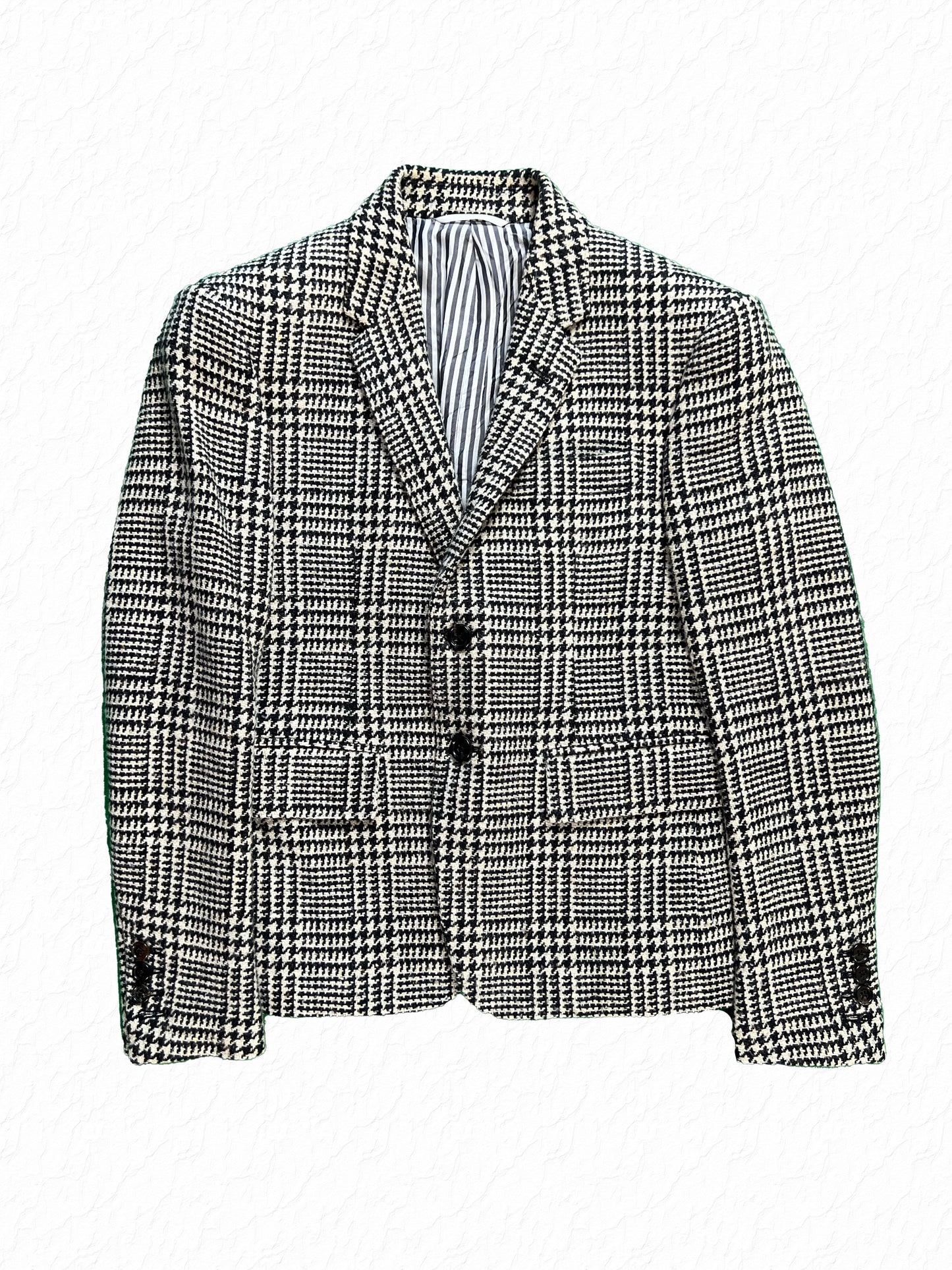 Thom Browne Glen Plaid houndstooth wool tweed blazer in black and white