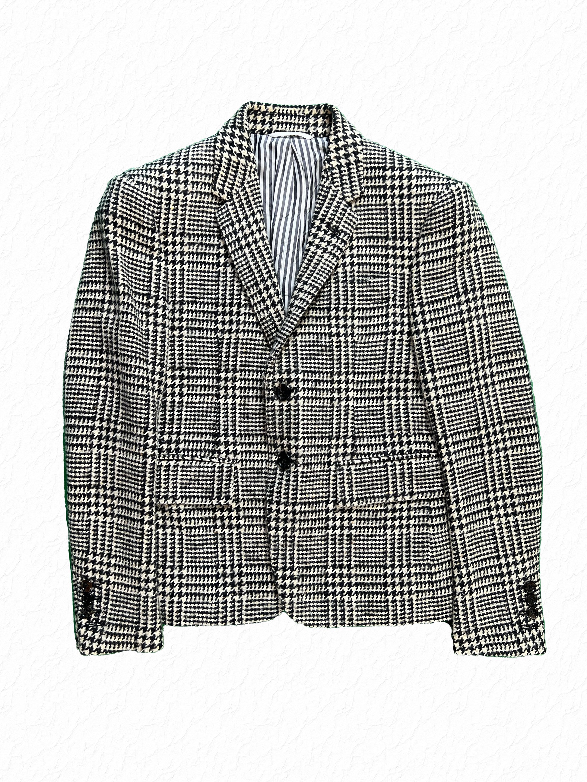 Thom Browne Glen Plaid houndstooth wool tweed blazer in black and white