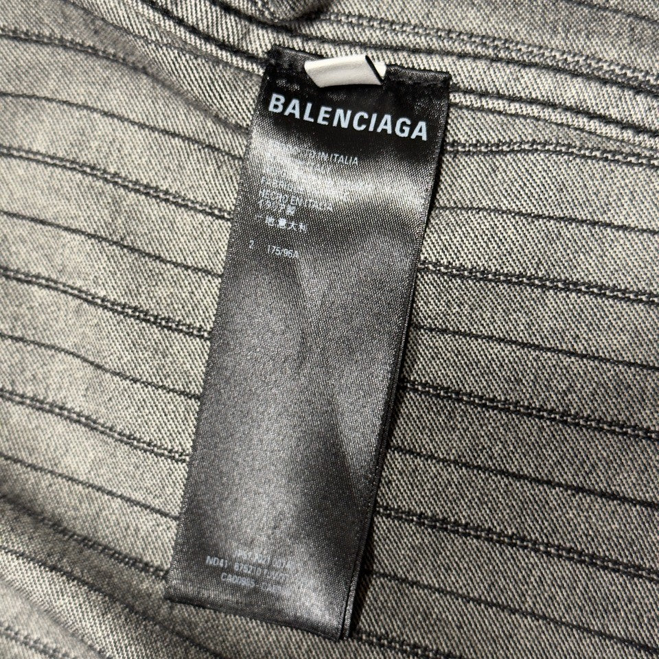 Balenciaga Distressed Striped Denim Shirt Oversized Verified YP Collective