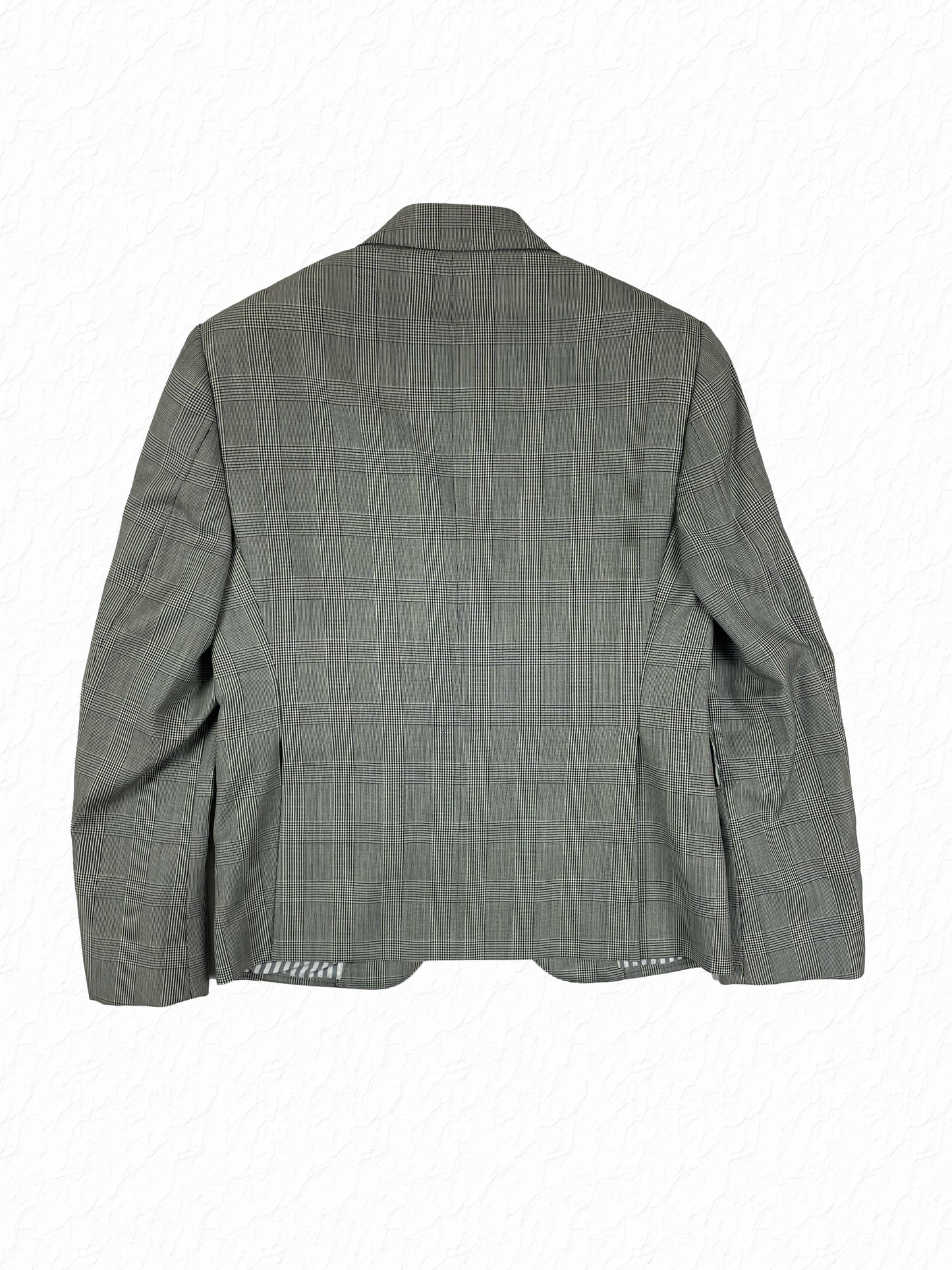 Prince of Wales check Thom Browne wool sport coat grey and black