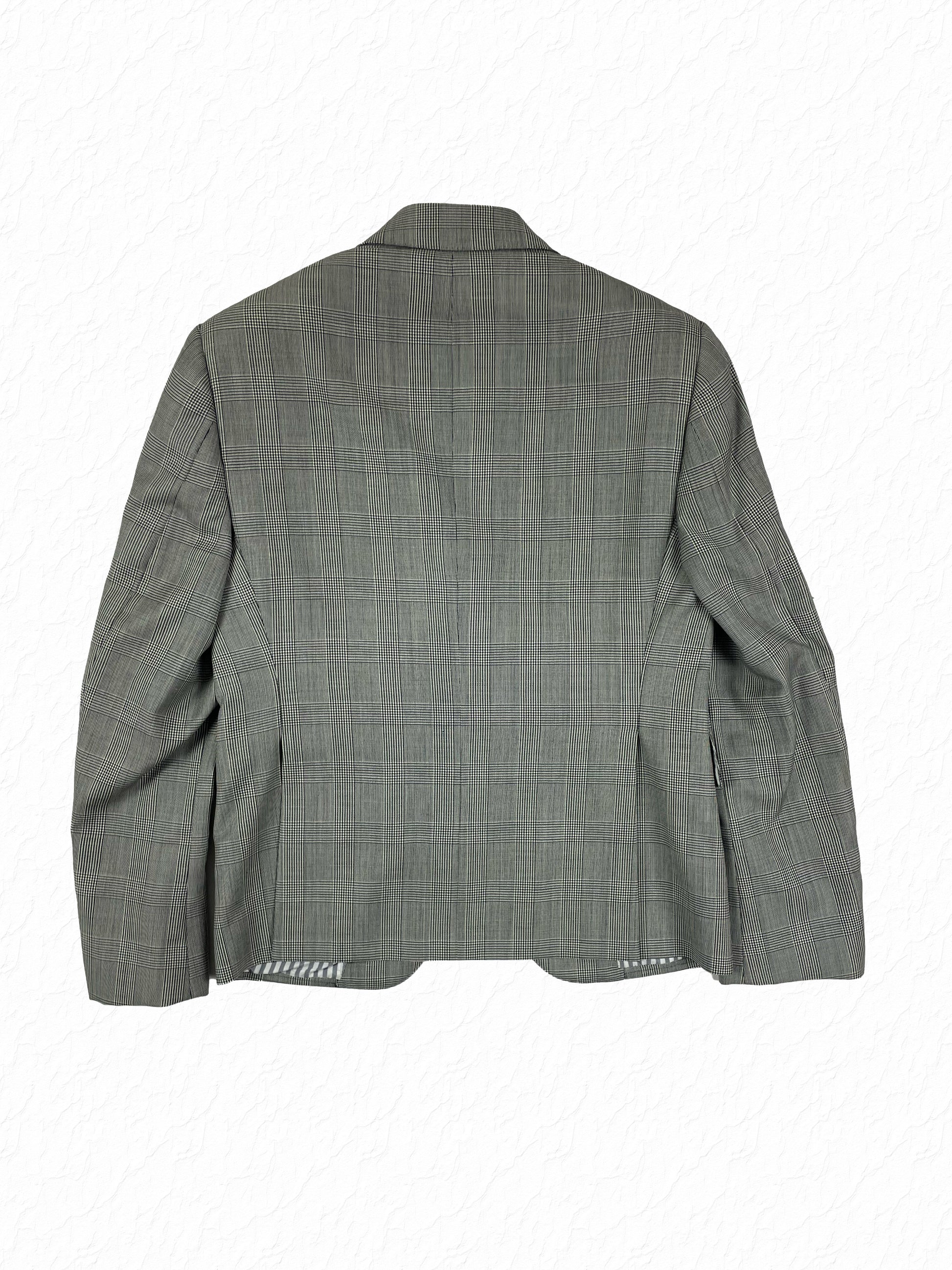 Prince of Wales check Thom Browne wool sport coat grey and black