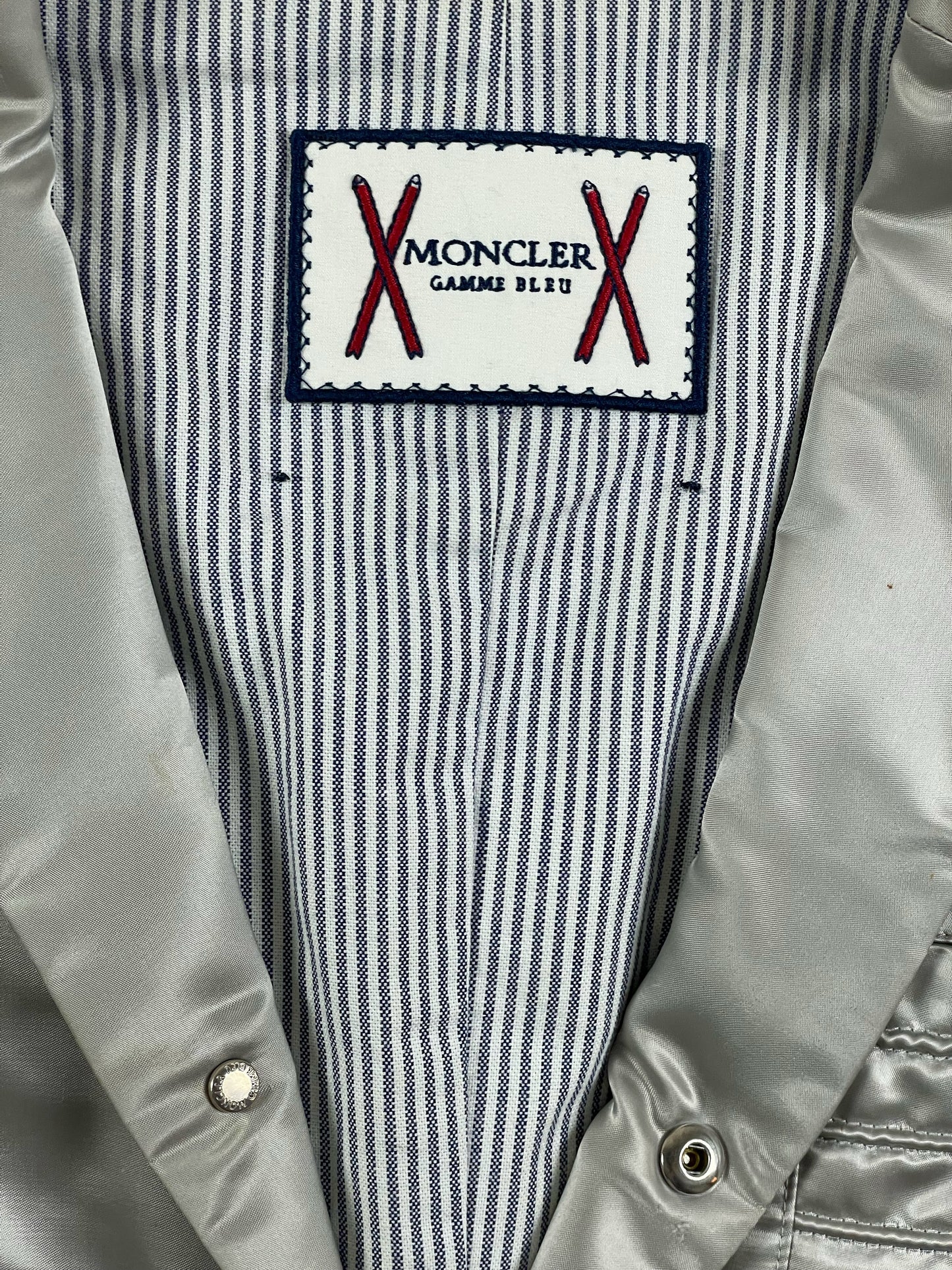 Moncler Gamme Bleu Striped Cotton Lining Ski Cross Patch