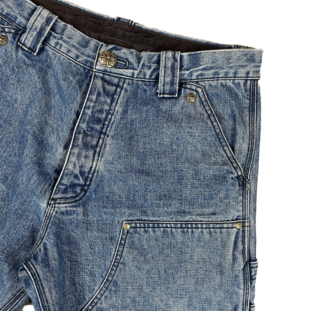 Chrome Hearts Blue Denim Carpenter Double Knee Shorts Archival