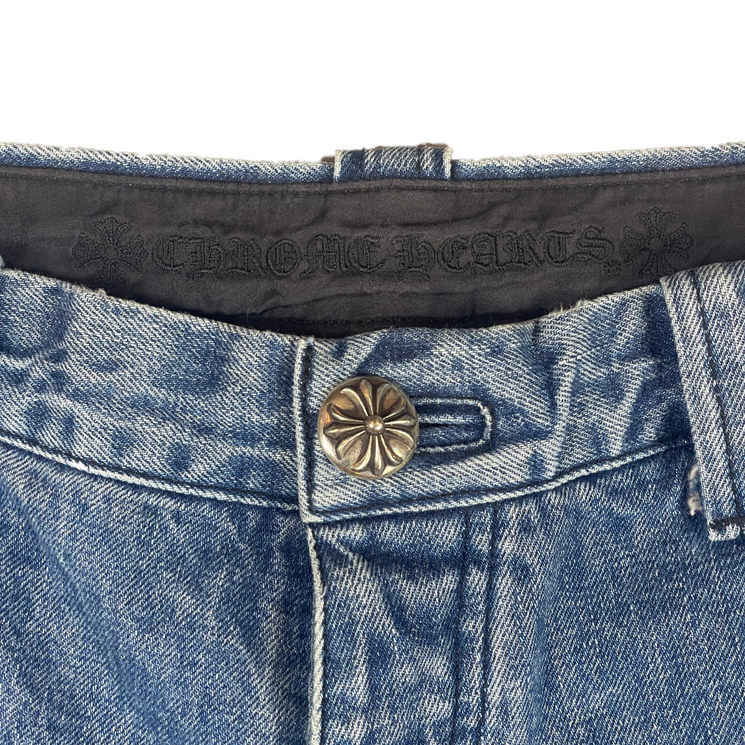 Chrome Hearts Blue Denim Carpenter Double Knee Shorts Verified YP Collective