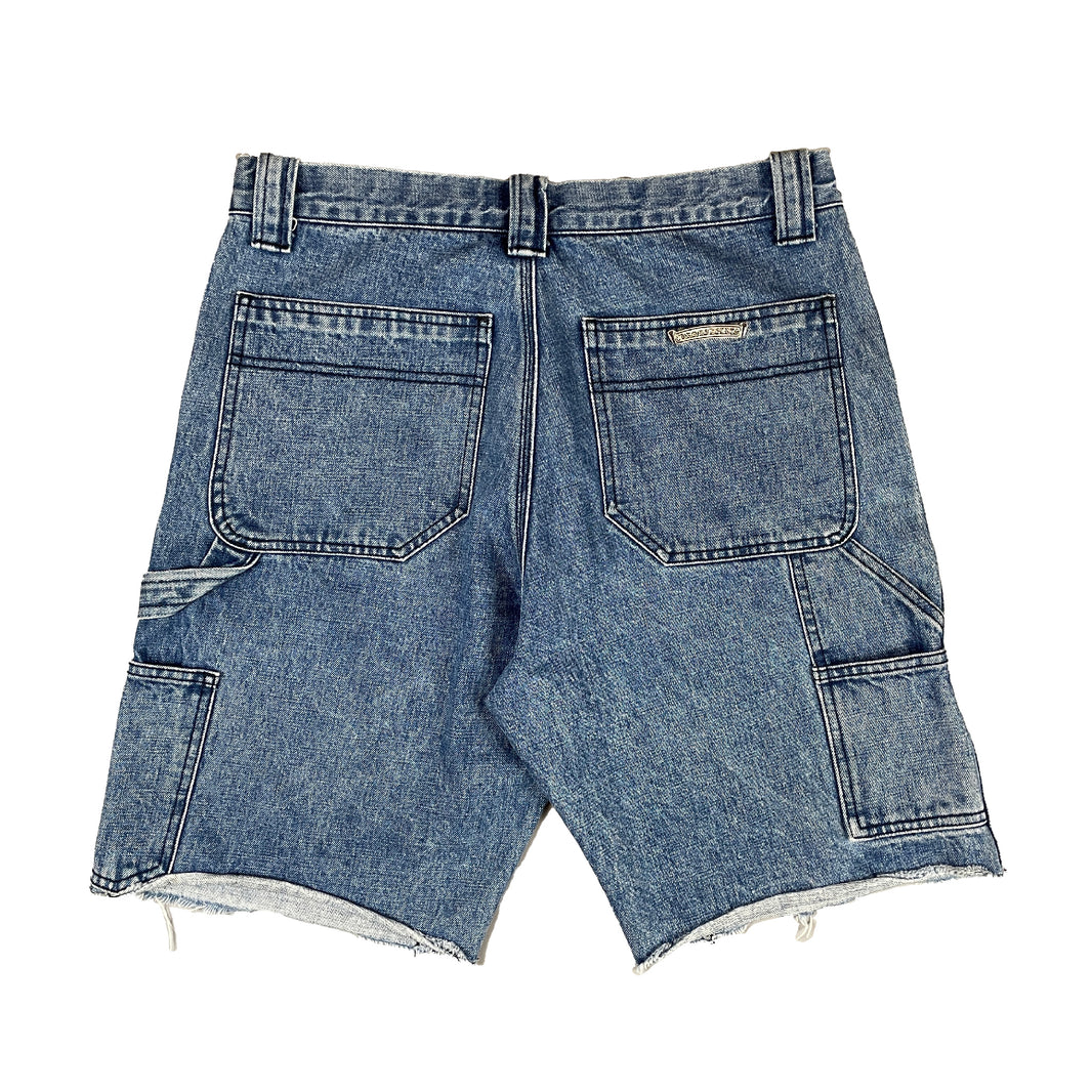 Chrome Hearts Blue Denim Carpenter Double Knee Shorts Sterling Silver Hardware