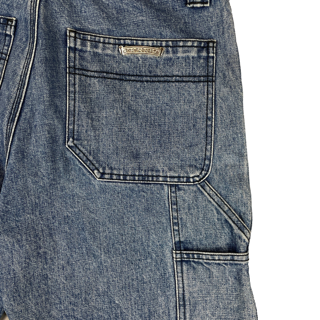 Chrome Hearts Blue Denim Carpenter Double Knee Shorts Authenticated Designer