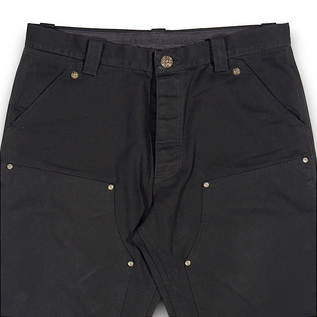 Chrome Hearts Black Double Knee Carpenter Jeans Sterling Silver Hardware
