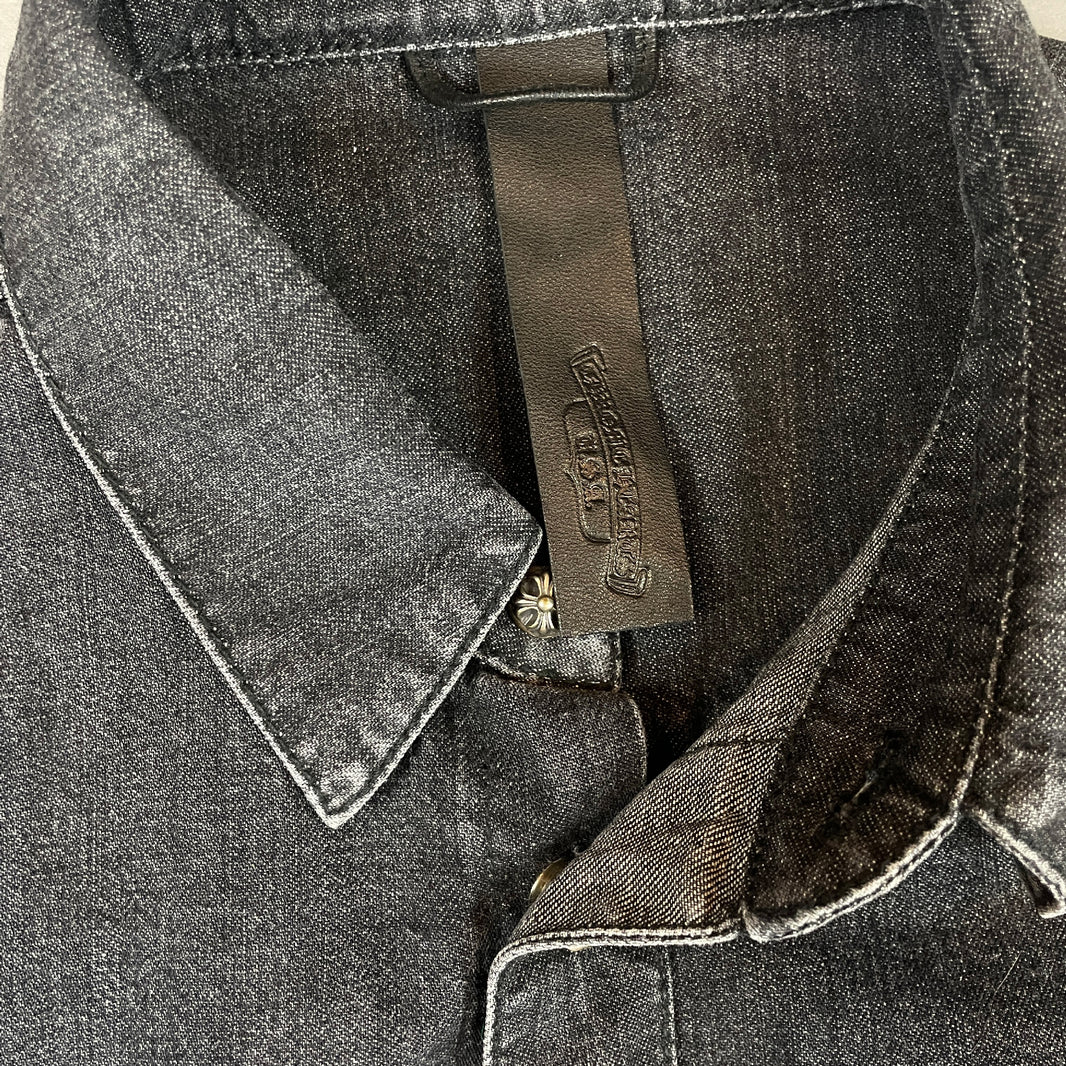 Chrome Hearts Grey Denim Cross Patch Shirt Archival