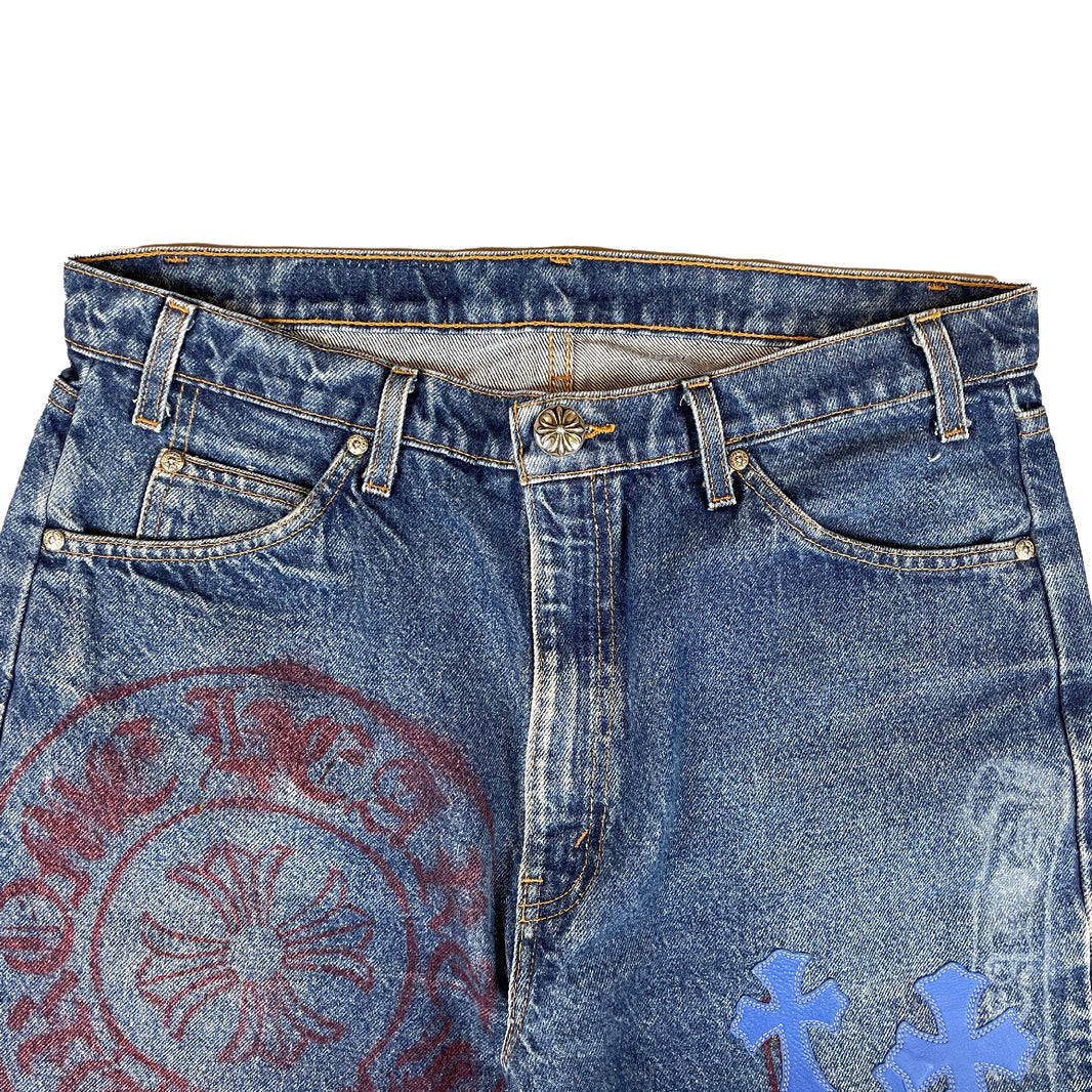Chrome Hearts Levi's Stencil Blue Cross Patch Denim Jeans Archival