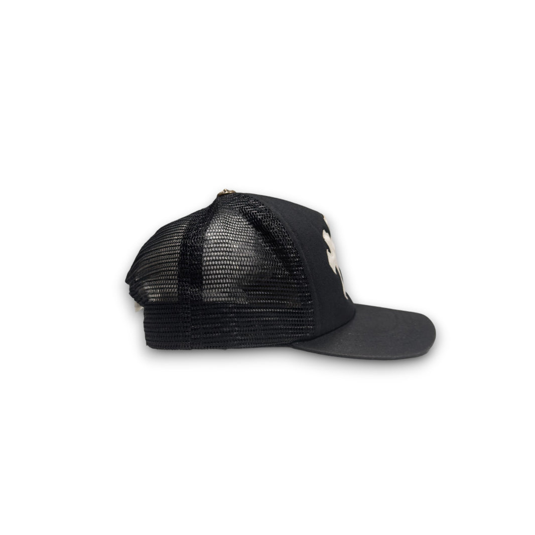 Chrome Hearts White Cemetery Cross Patch Hat Sterling Silver Hardware