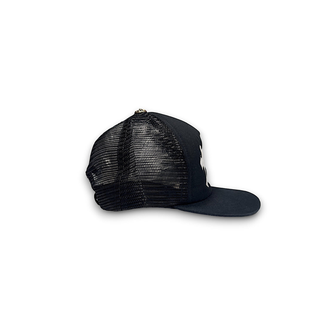 Chrome Hearts White Cemetery Cross Patch Hat Sterling Silver Hardware