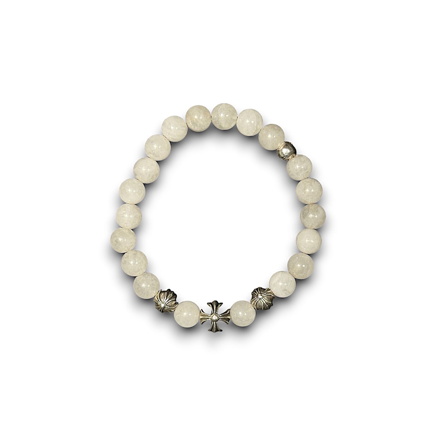 White Jade Beaded CH Plus Bracelet