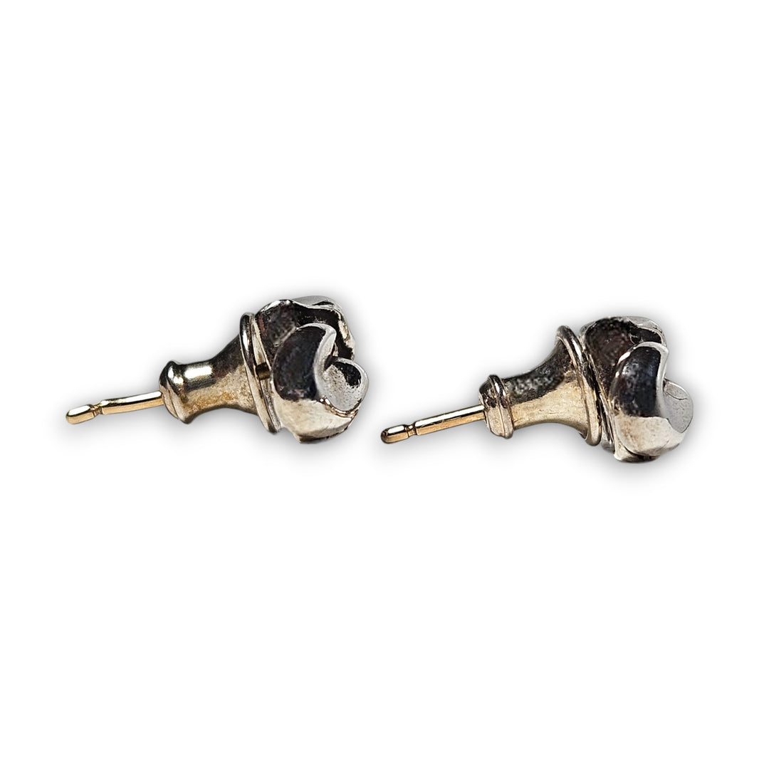 Chrome Hearts CH Rolling Stones Stud Earring Pair Sterling Silver Hardware