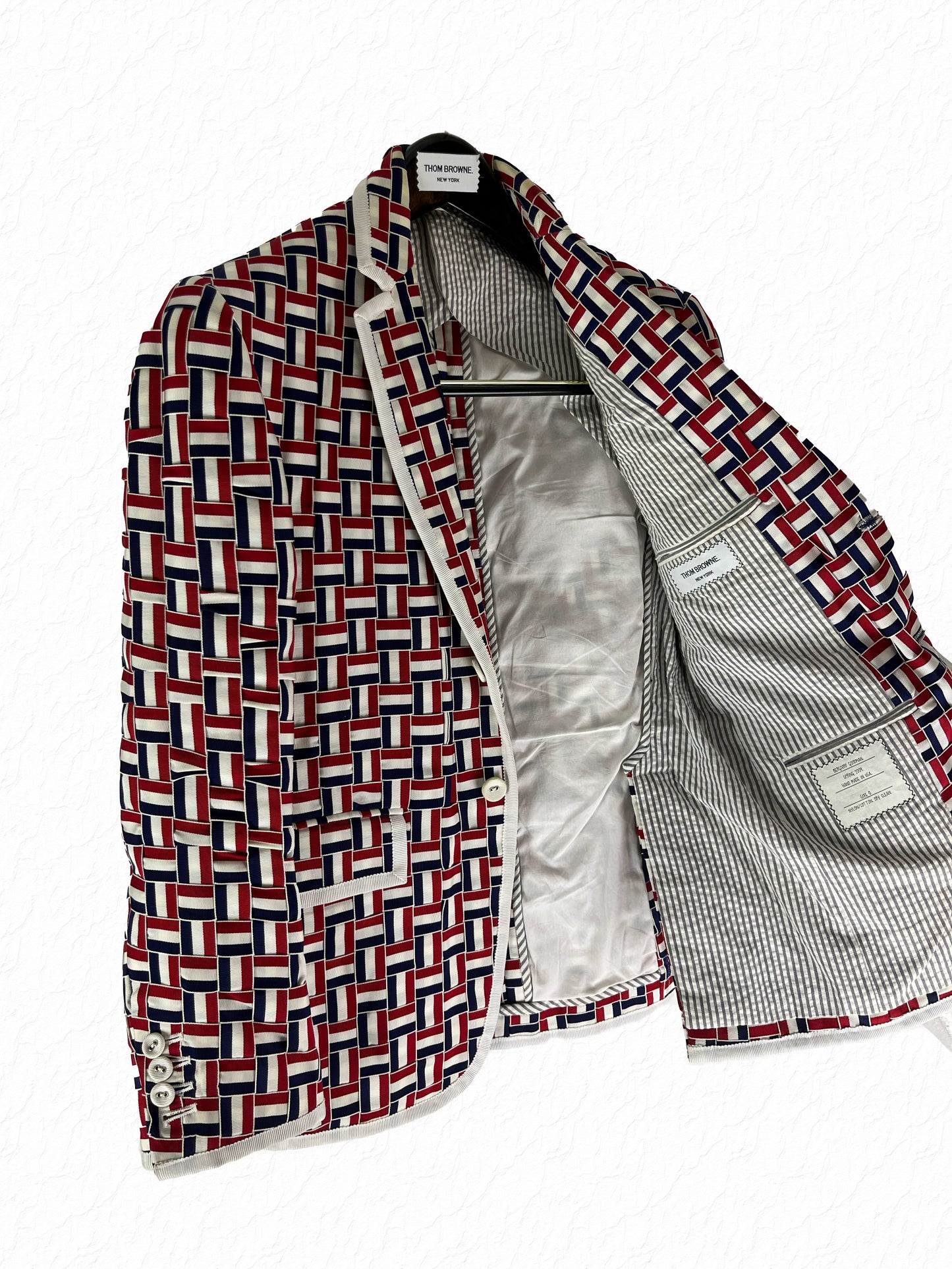 Nylon ribbon tricolor basketweave Thom Browne Spring 2009 blazer