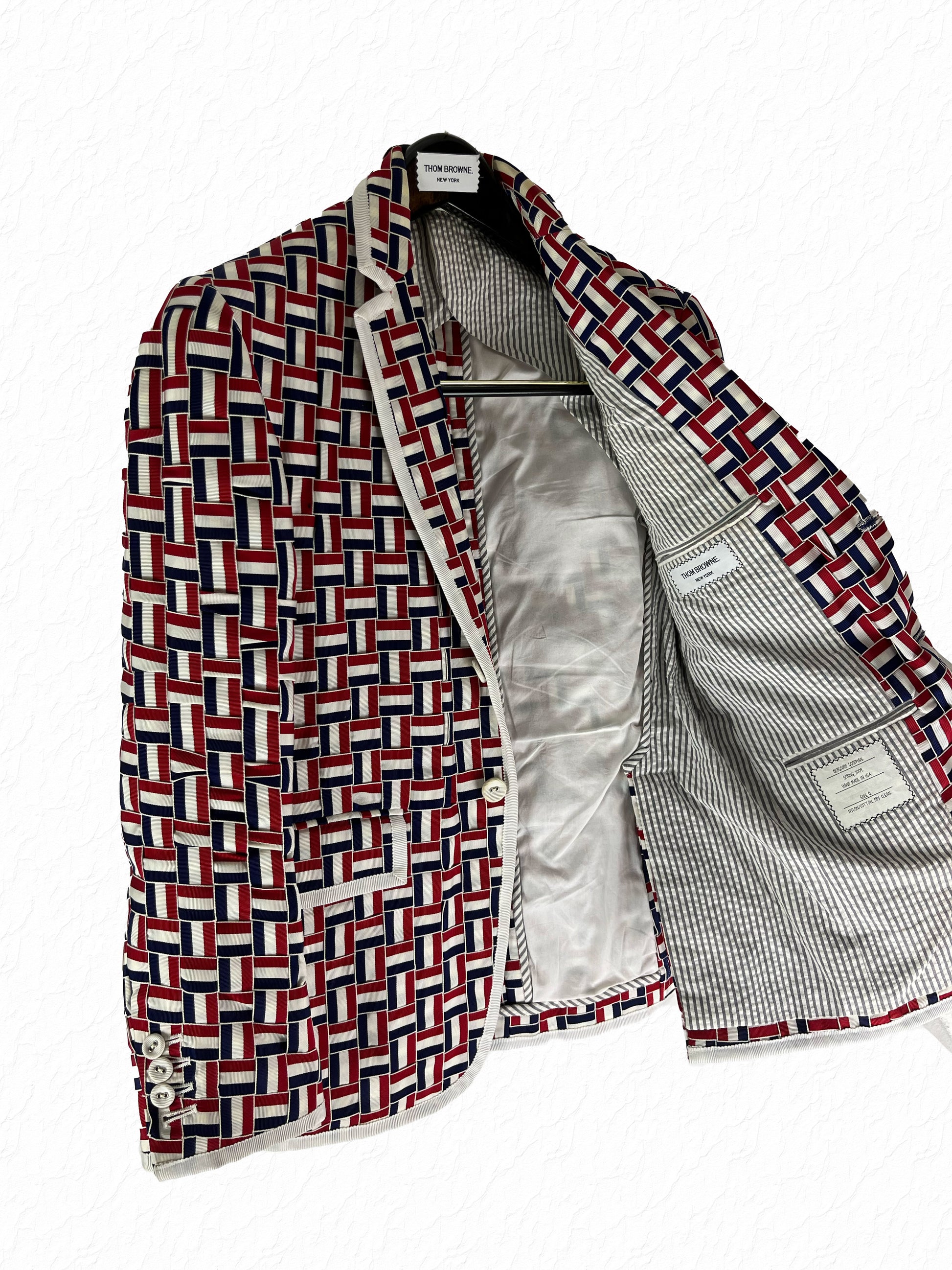 Nylon ribbon tricolor basketweave Thom Browne Spring 2009 blazer
