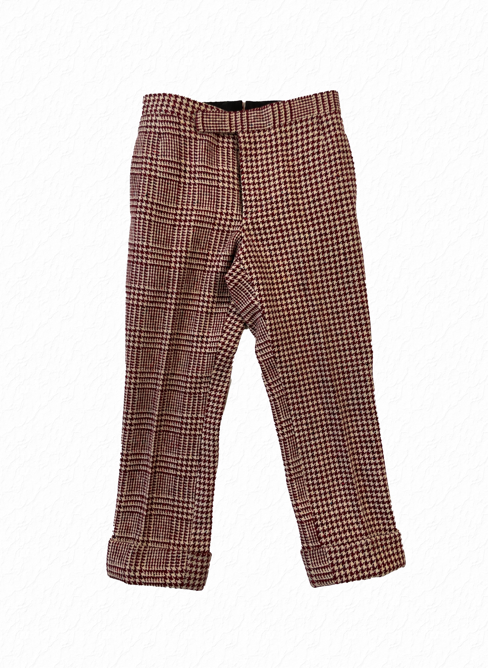 Thom Browne Fun Mix houndstooth tweed trousers in red and cream