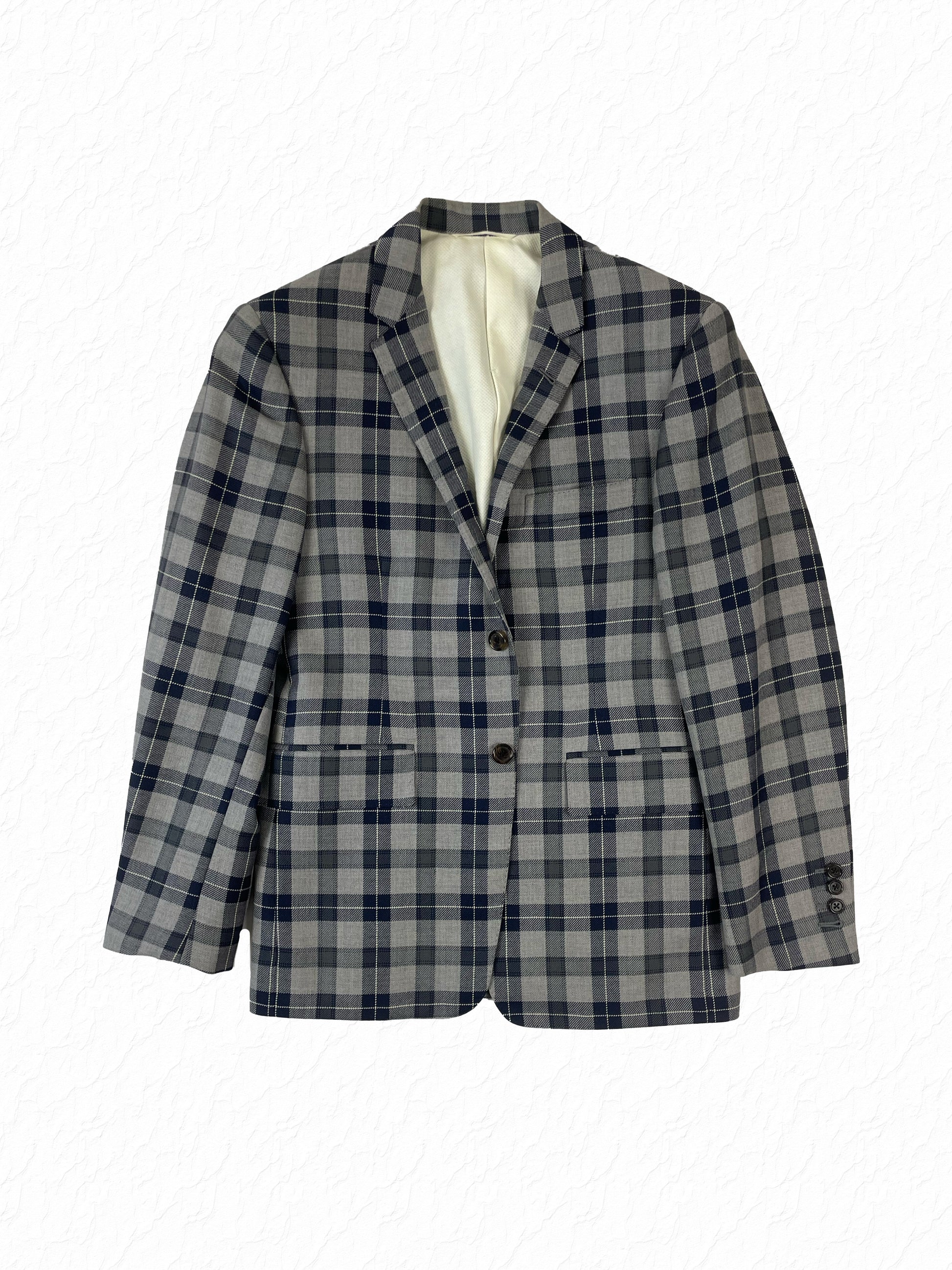 Thom Browne Family Tartan wool suit jacket in grey and navy check