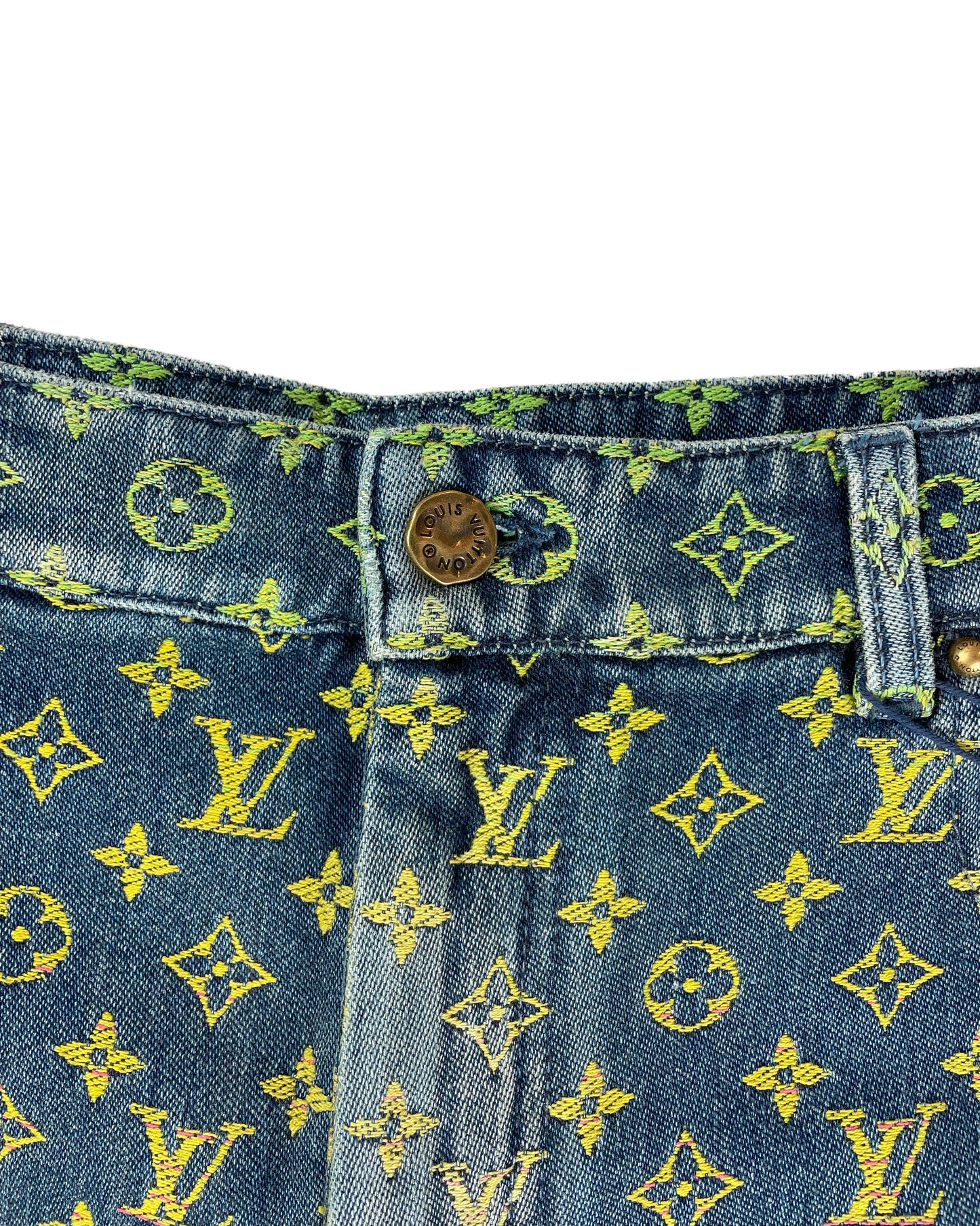 Rainbow Monogram Denim Jean Shorts