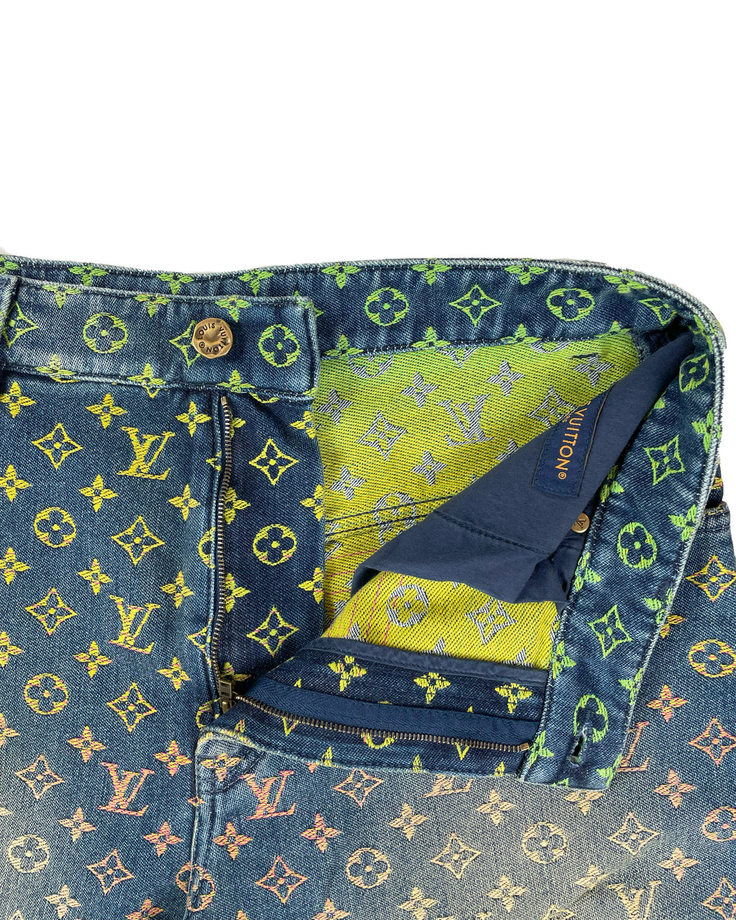 Louis Vuitton Rainbow Monogram Denim Jean Shorts Authenticated Designer
