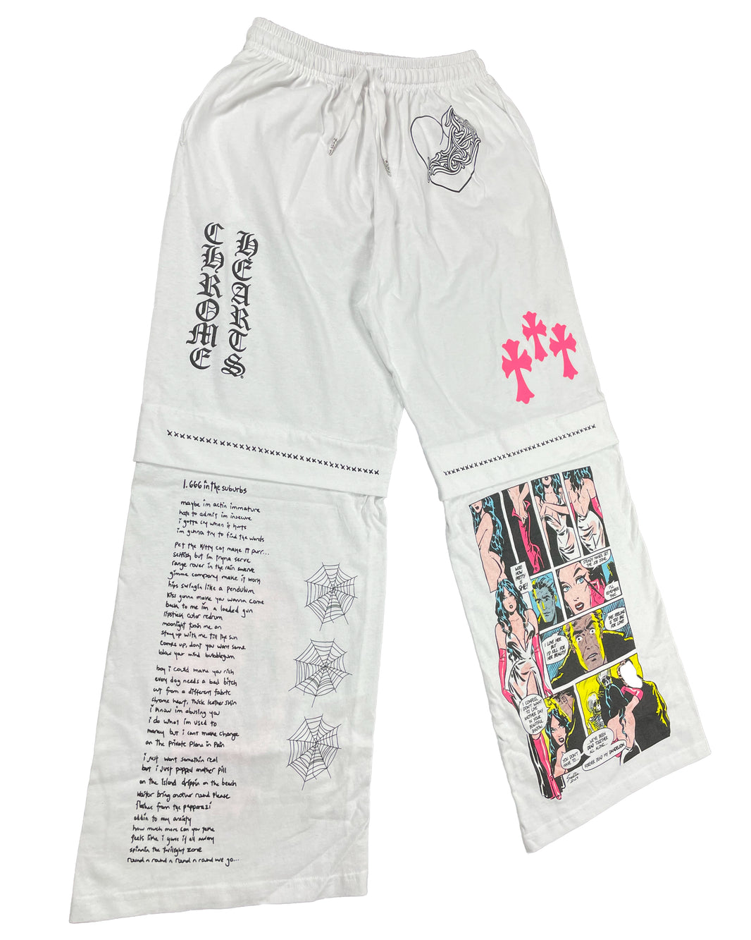 Chrome Hearts Deadly Doll Pink Cross Comic Flare Sweatpants Verified YP Collective