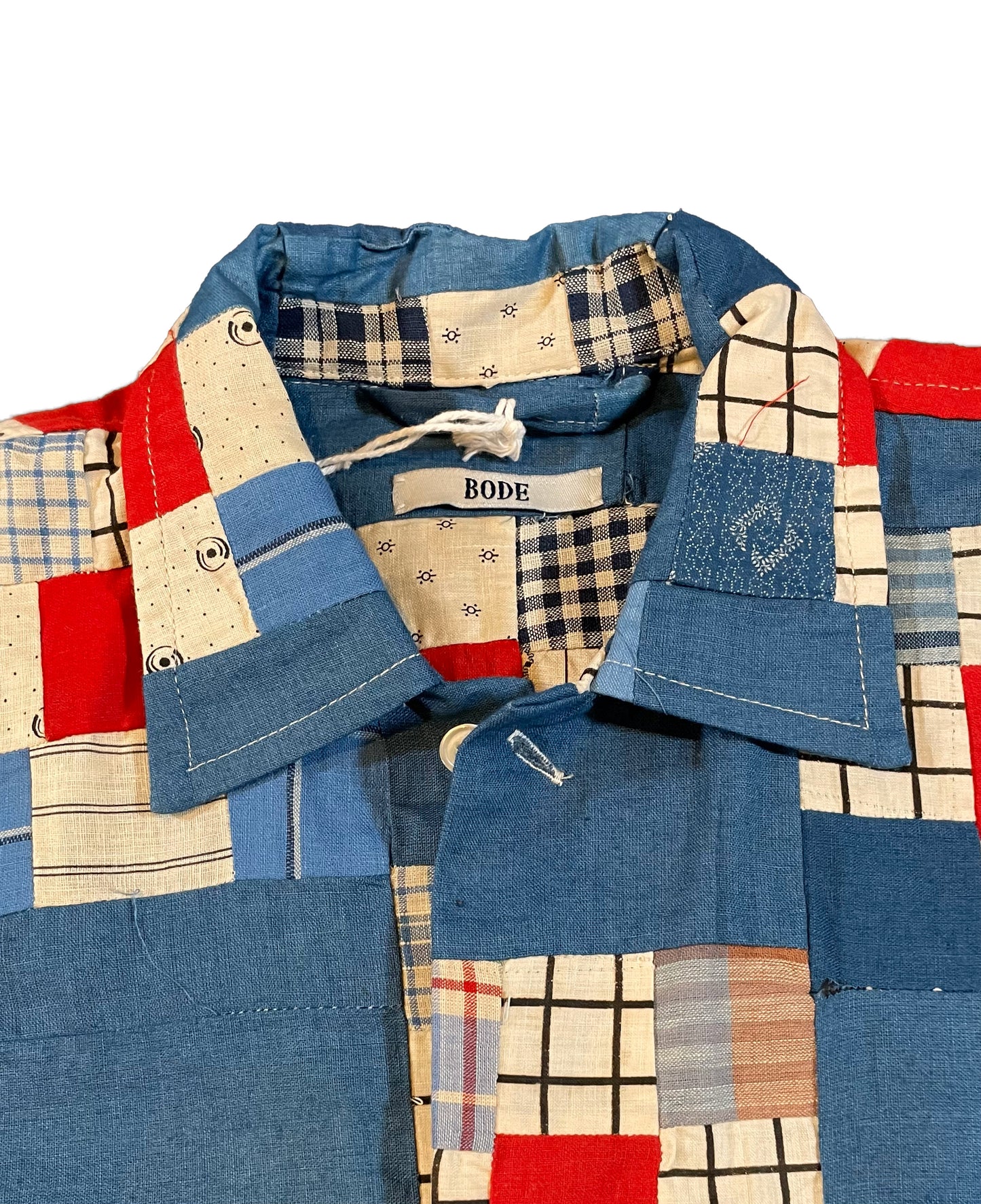 1/1 Blue Red Window Pane Quilt Patchwork Shirt