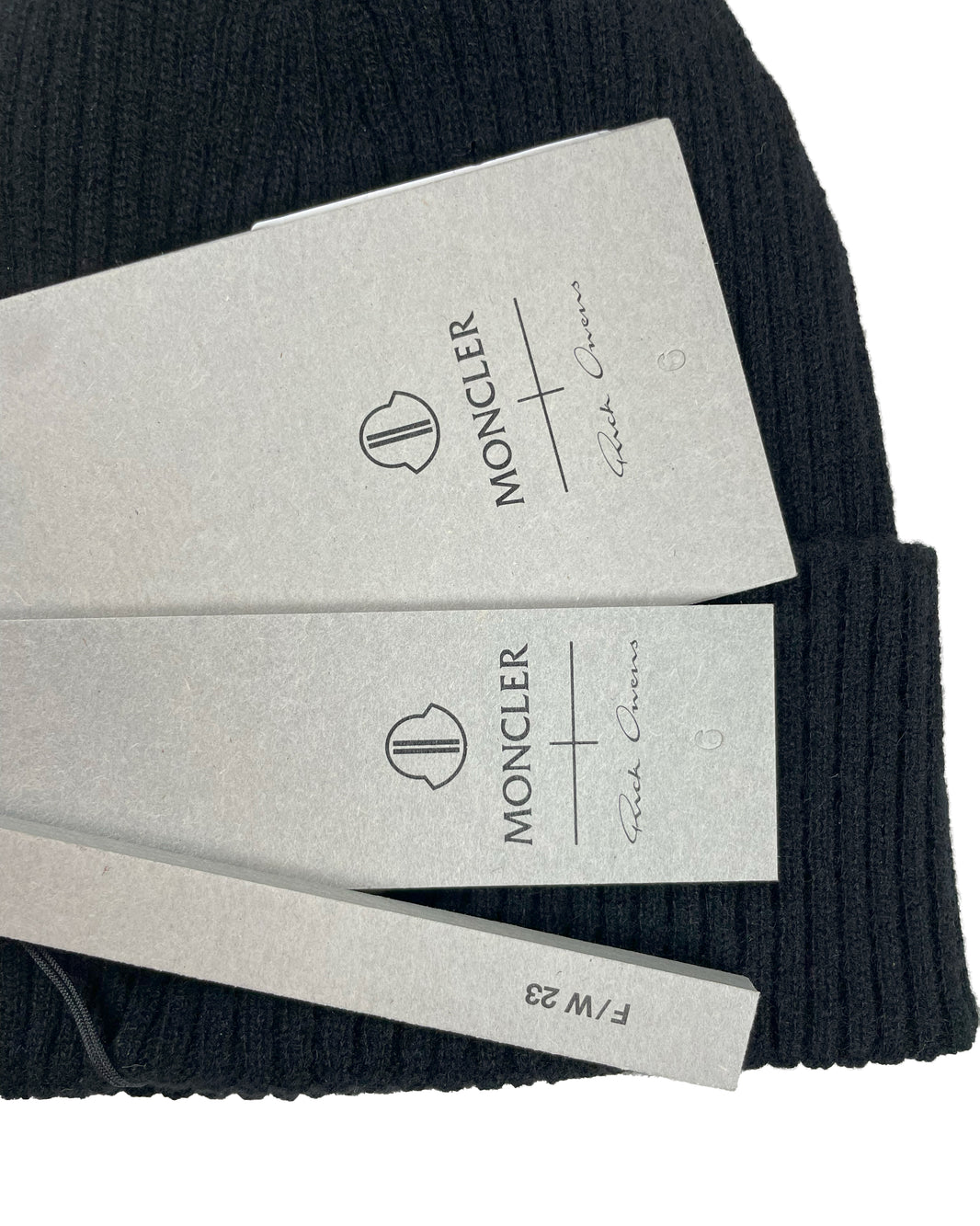 Rick Owens Moncler Black Rib Knit Cashmere Beanie Sterling Silver Hardware