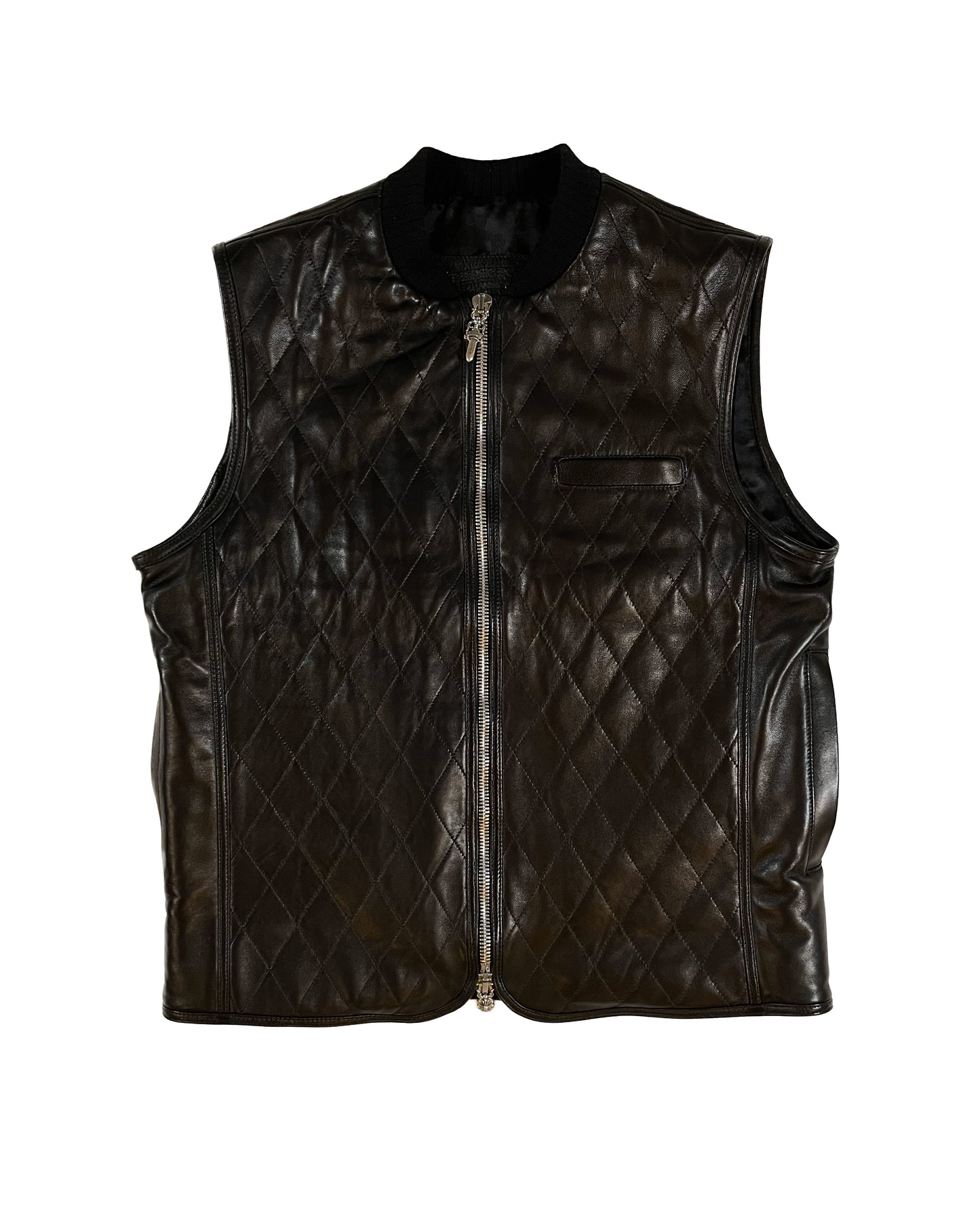 Quilted Leather Cross Patch Vest - "Papa"