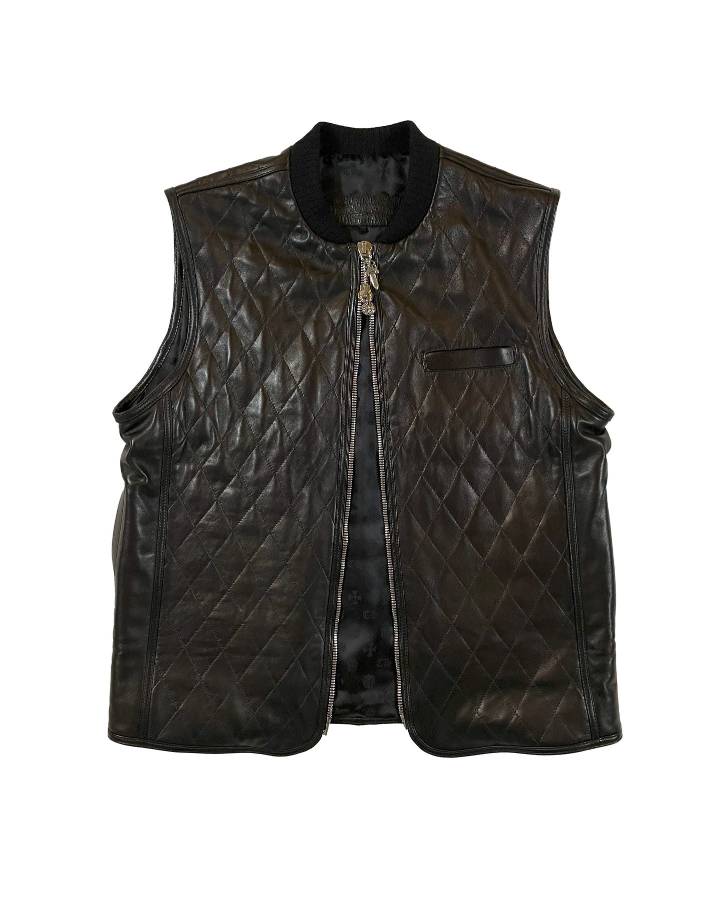 Quilted Leather Cross Patch Vest - "Papa"