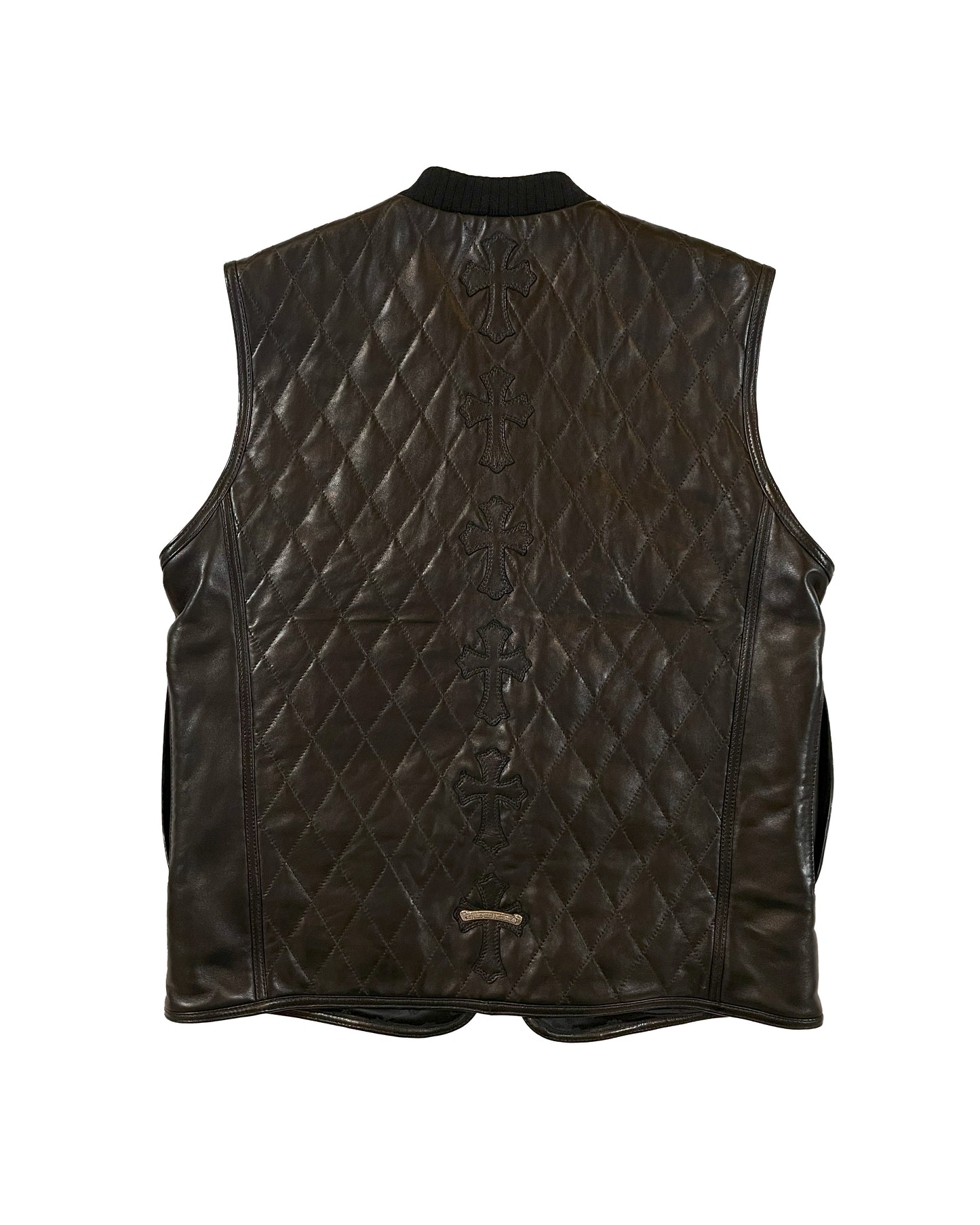 Quilted Leather Cross Patch Vest - "Papa"