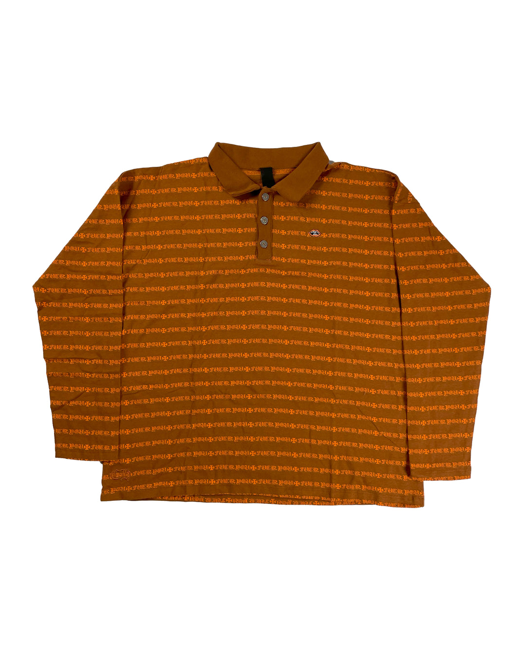 Orange Striped CH "Fuck You" LS Polo Shirt