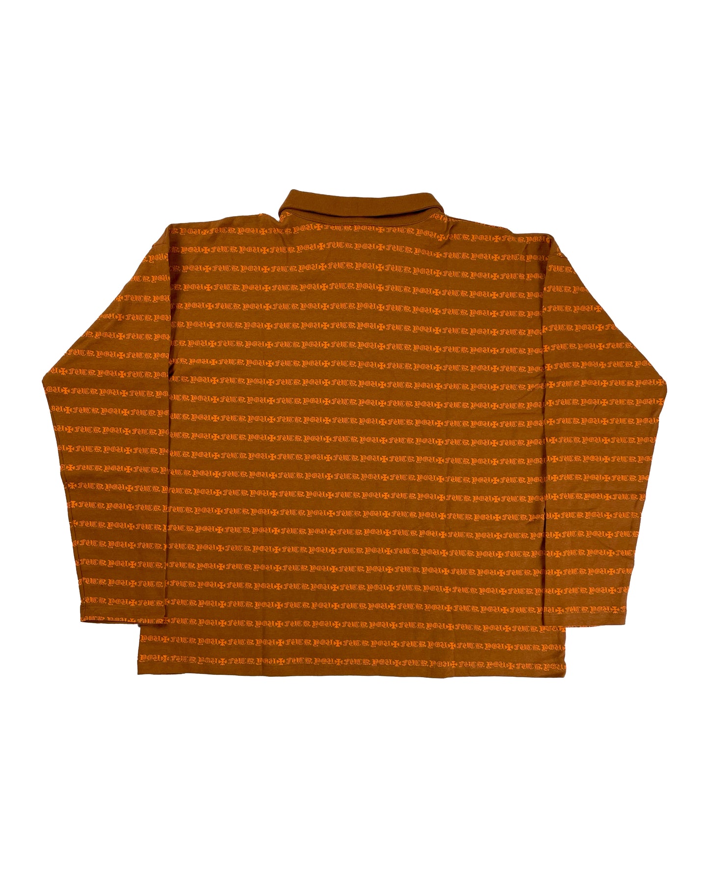 Orange Striped CH "Fuck You" LS Polo Shirt