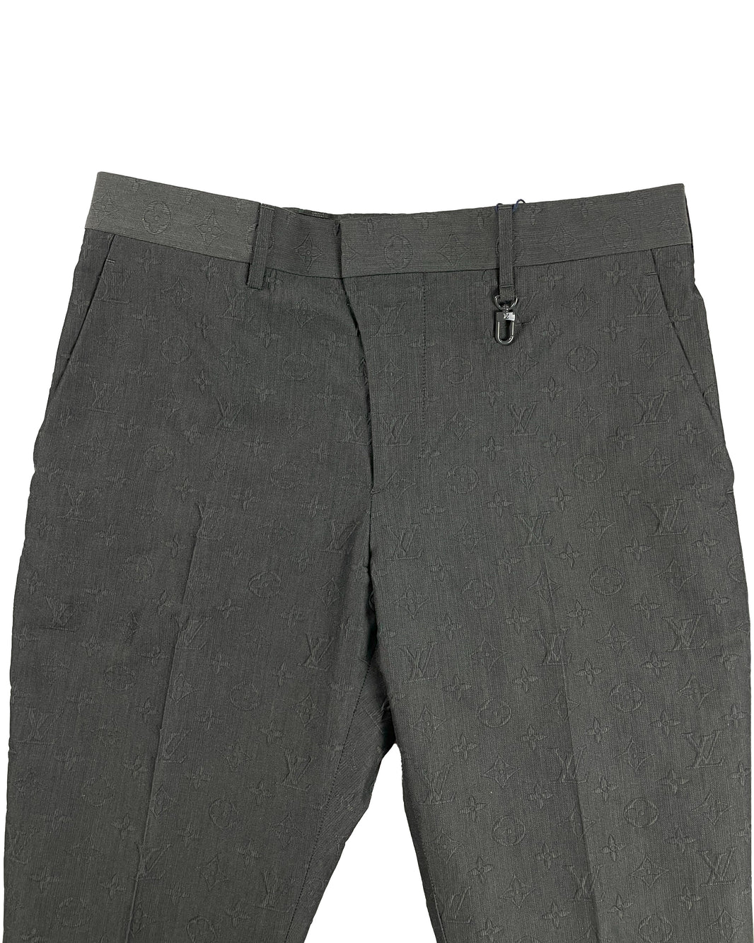 Louis Vuitton Monogram Grey Suit Trousers Sterling Silver Hardware
