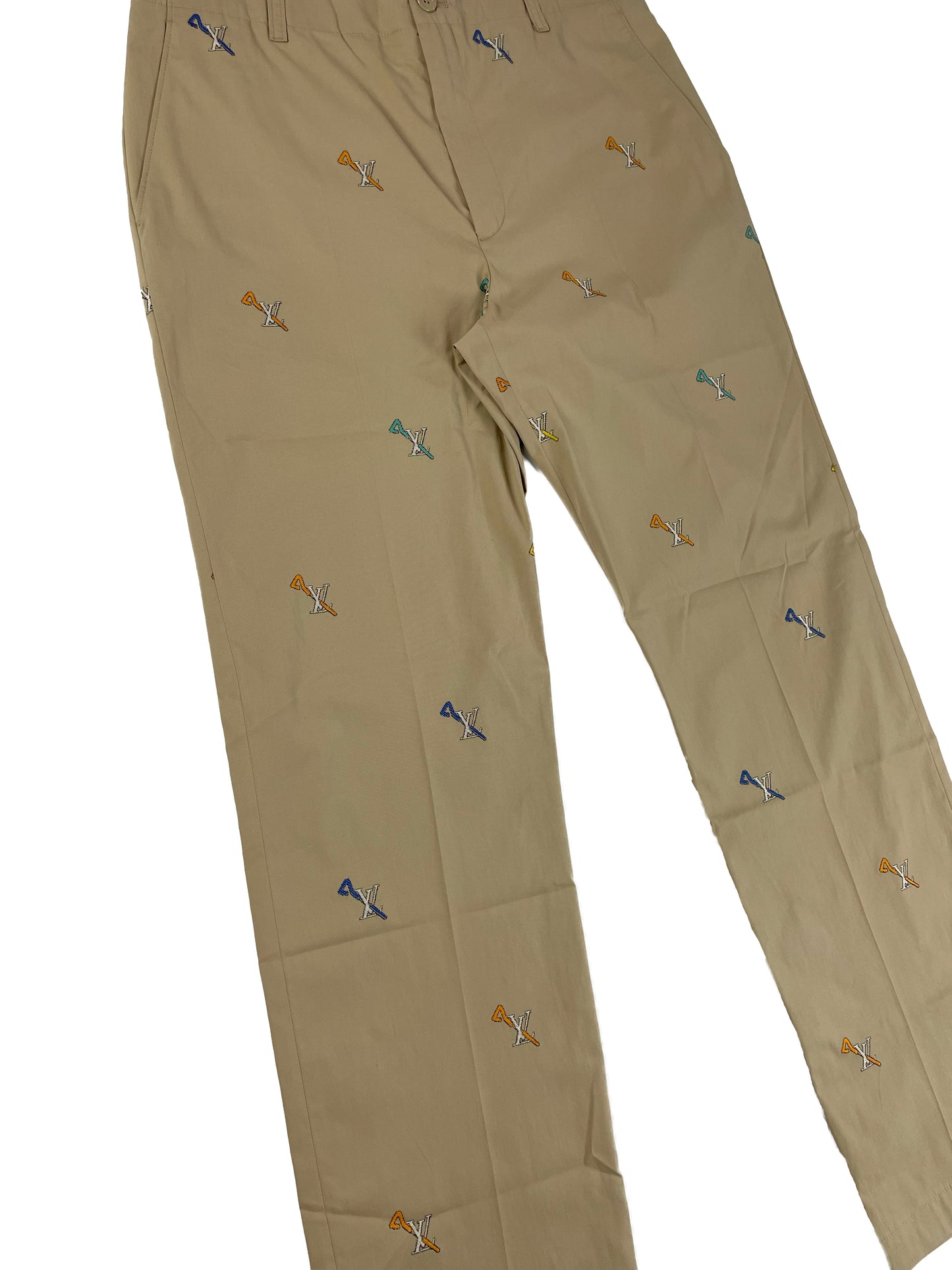 Monogram LV Pin Motif Beige Chino Pants