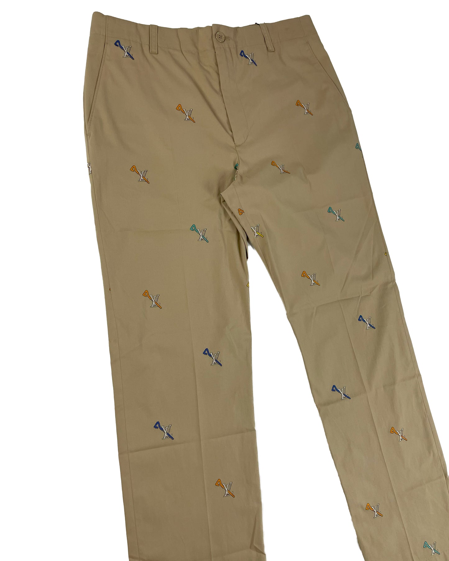 Monogram LV Pin Motif Beige Chino Pants