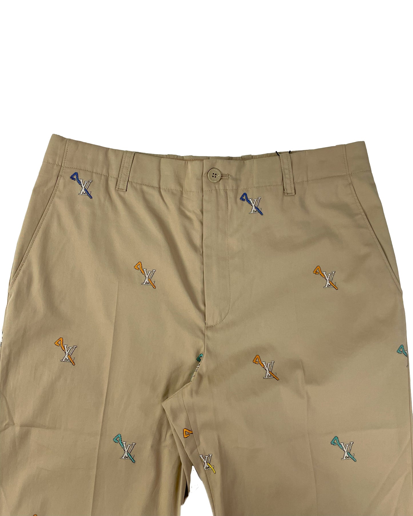 Monogram LV Pin Motif Beige Chino Pants