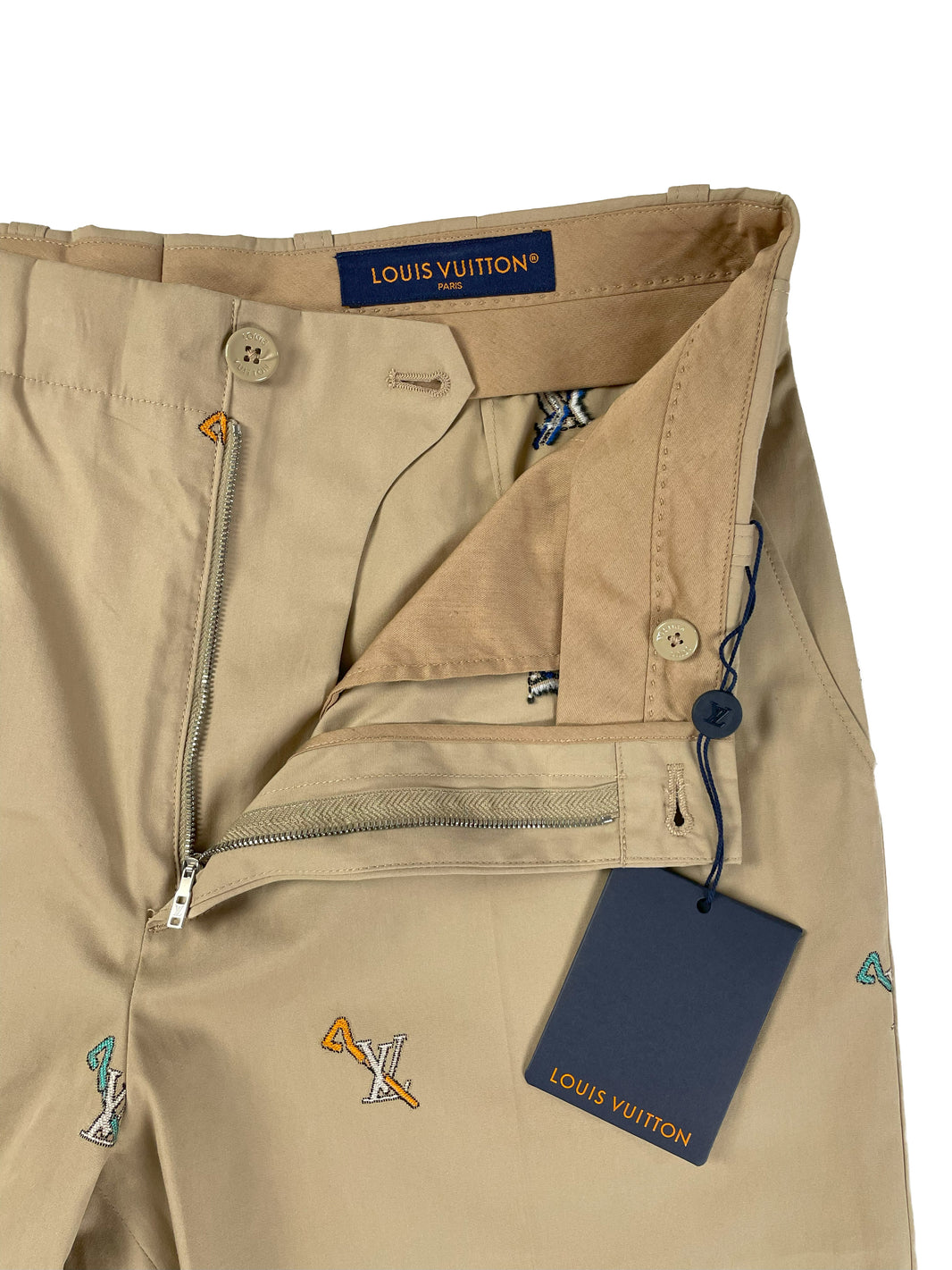 Louis Vuitton Monogram LV Pin Motif Beige Chino Pants Archival