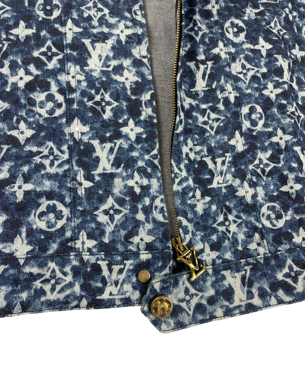 Louis Vuitton Monogram Pointillism Workwear Denim Zip Jacket Authenticated Designer