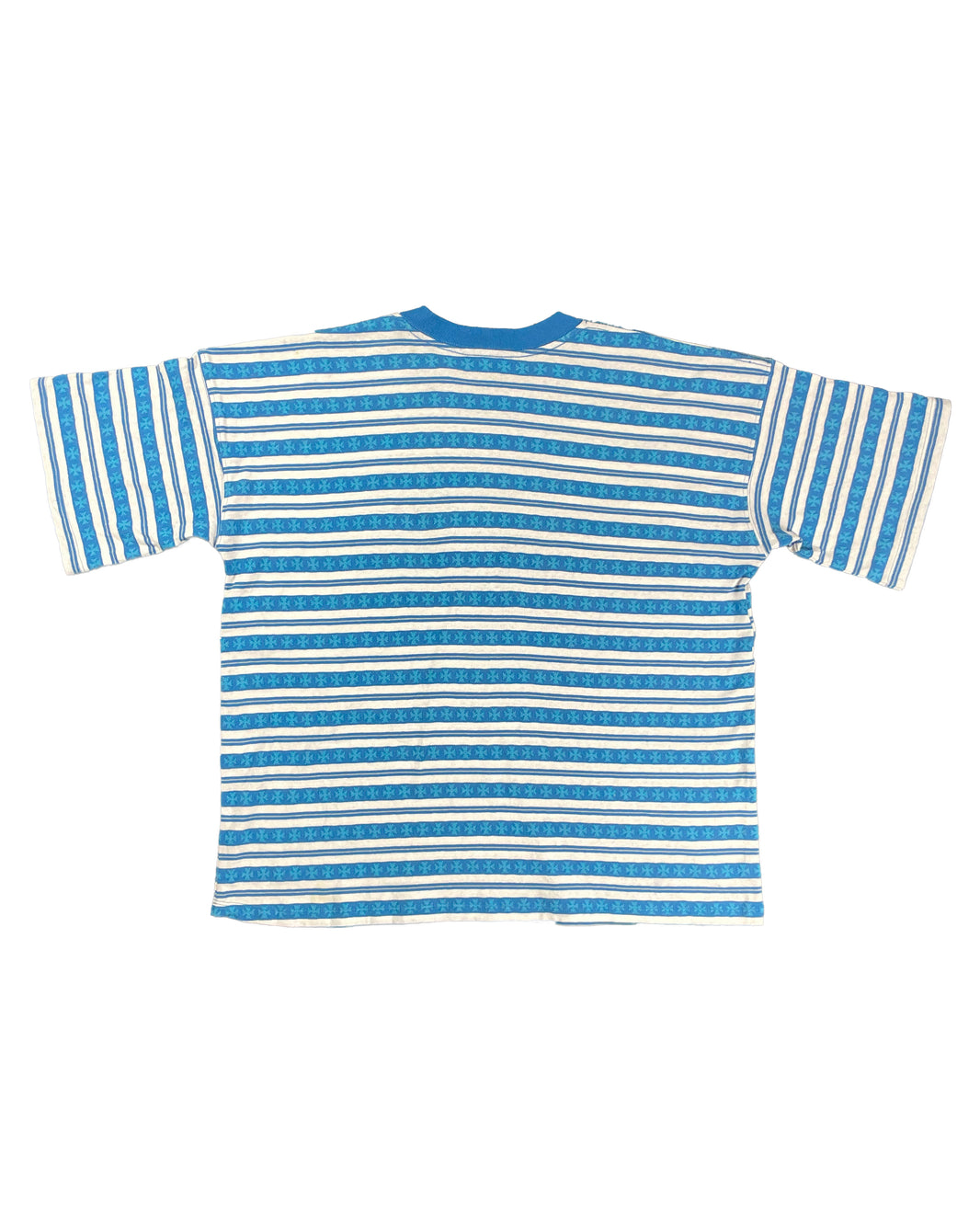 Chrome Hearts Blue Striped CH Plus Knit Tee Sterling Silver Hardware