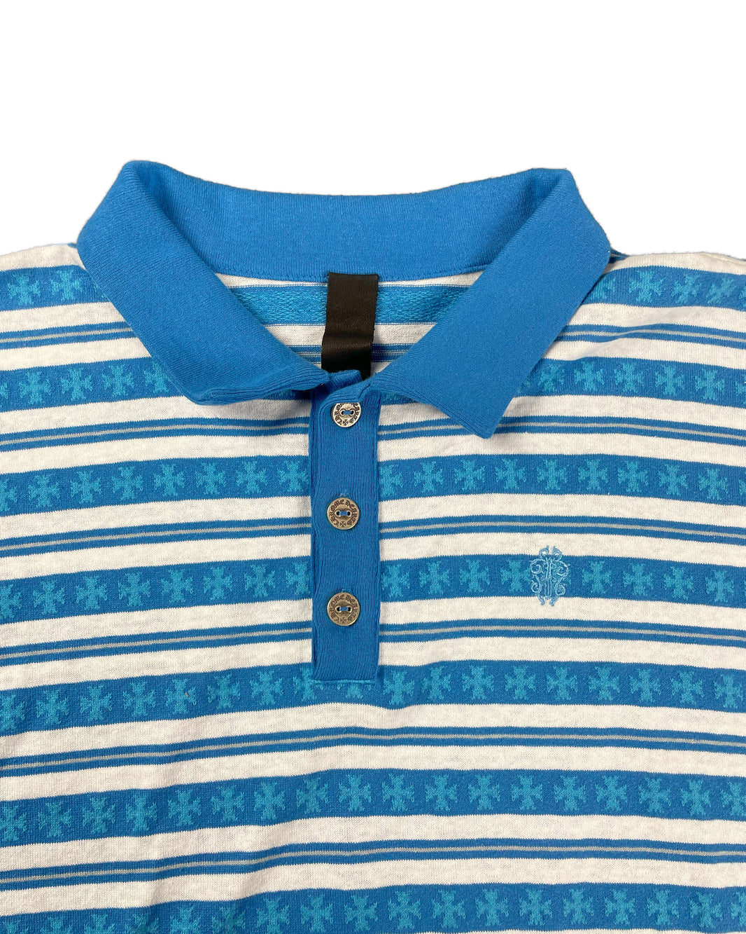 Chrome Hearts Striped Rugby Polo - Blue Sterling Silver Hardware