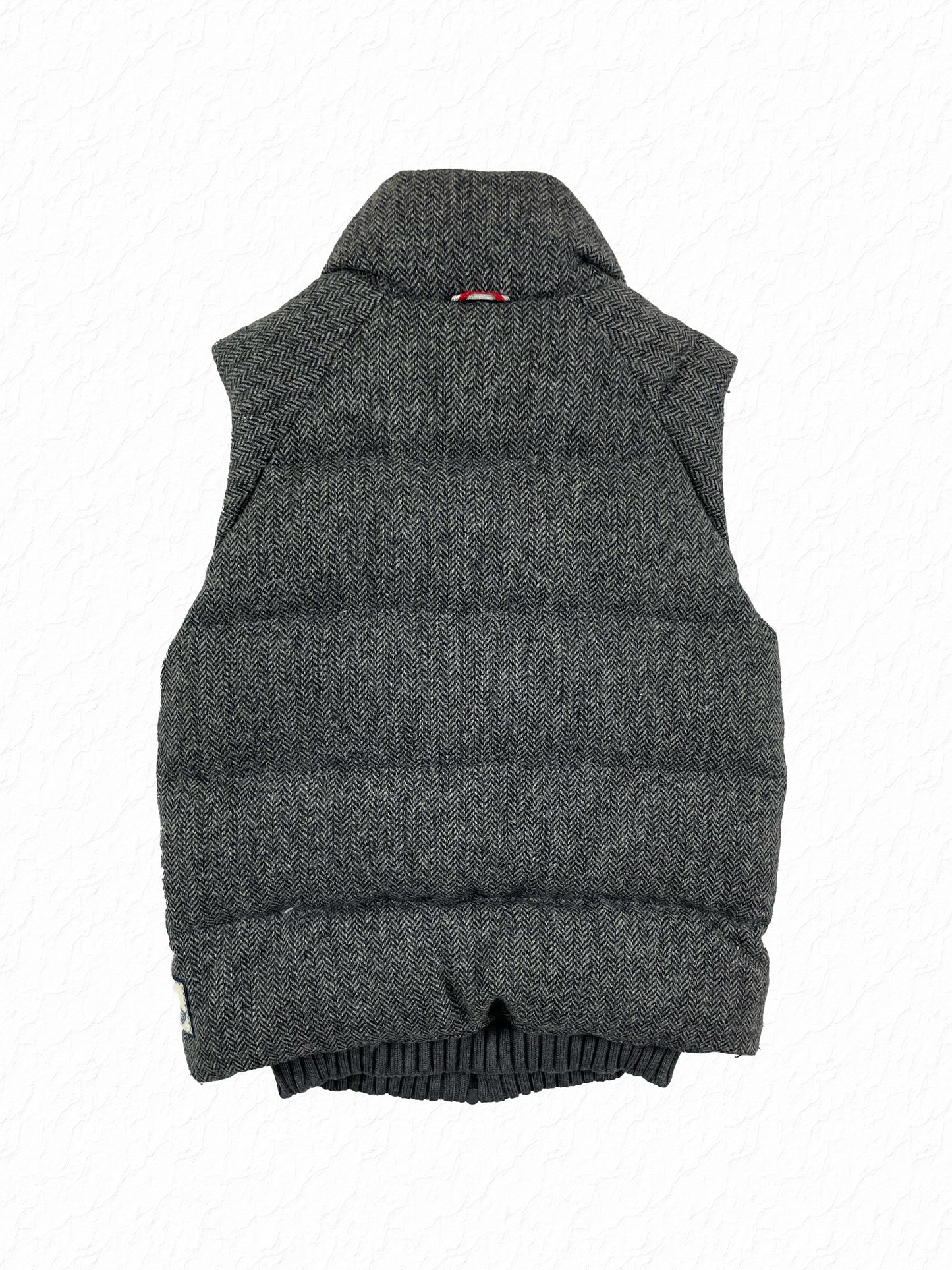 Moncler Gamme Bleu Herringbone Tweed Down Vest