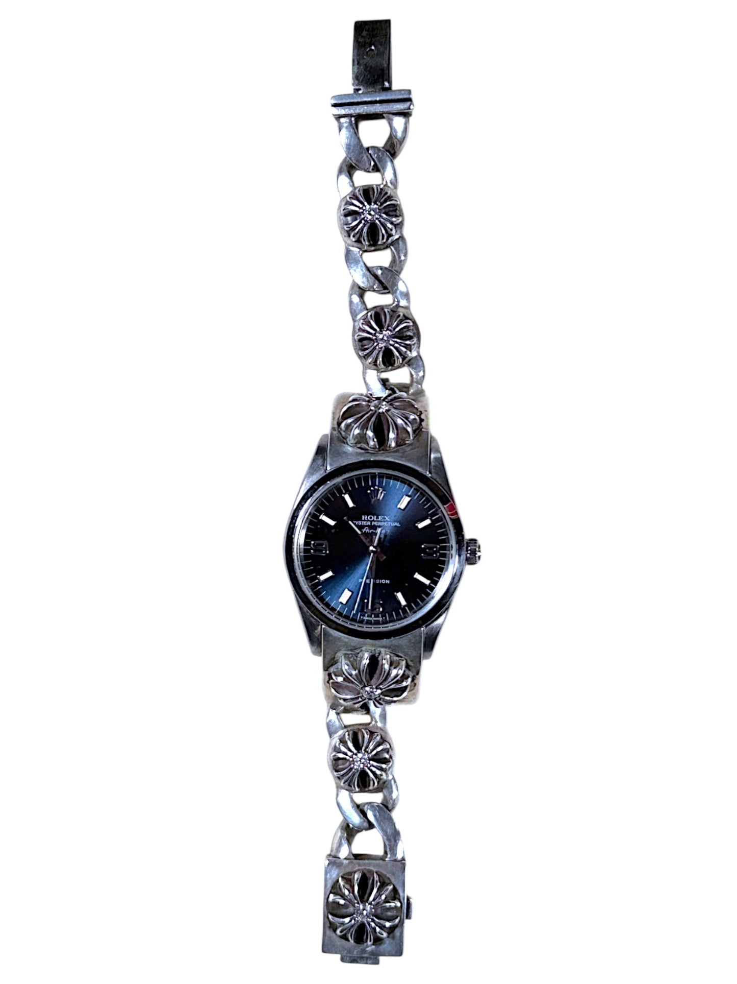 Chrome Hearts .925 Sterling Silver CH Plus Cross Diamond Curb Link Watch Band