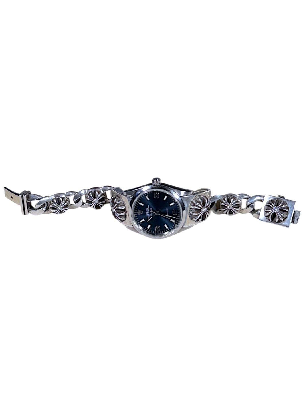 Chrome Hearts Watch Band CH Plus Cross Diamond Sterling Silver Clasp