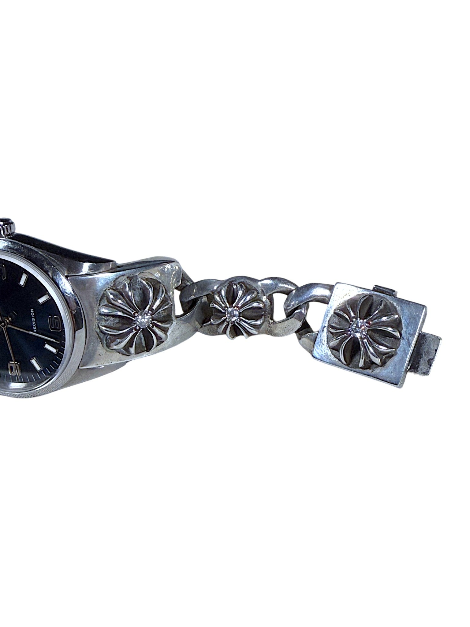 Chrome Hearts Rolex Oyster Perpetual Silver Curb Chain Bracelet Watch